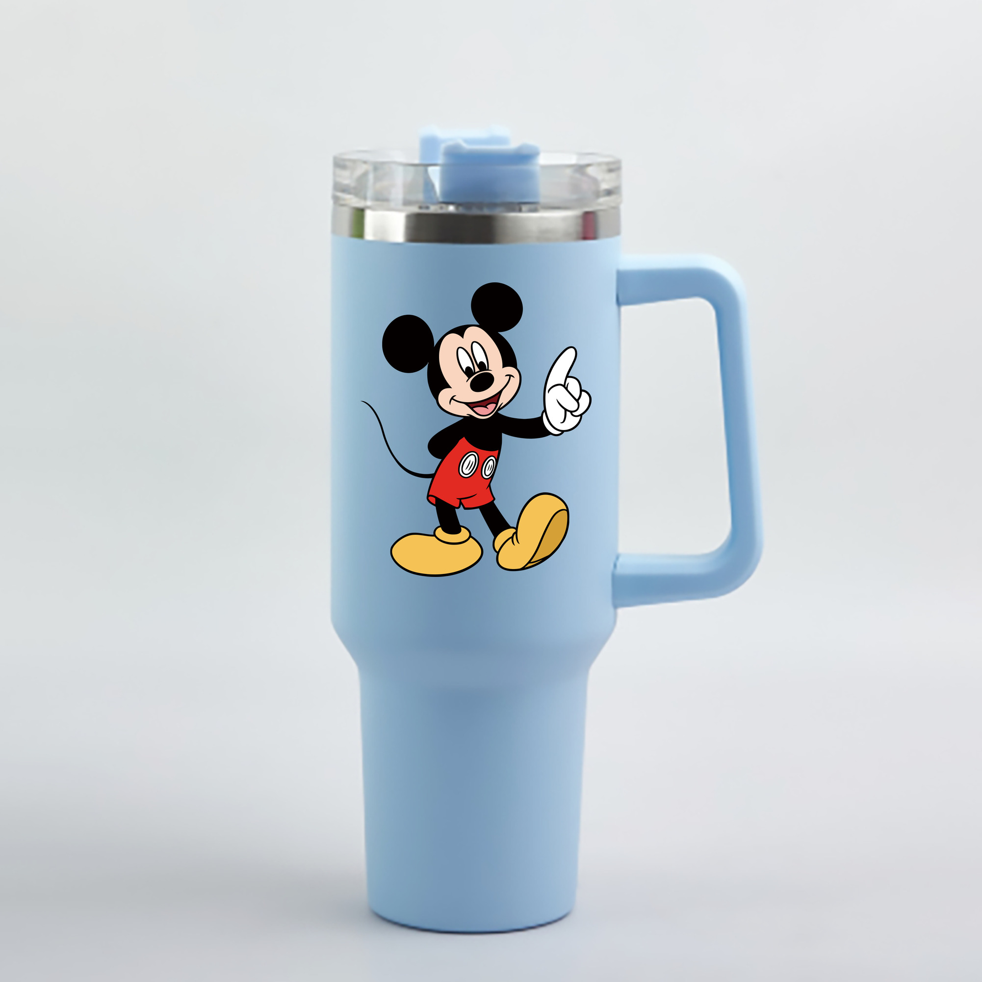 （画像用） ミッキーマウス Mickey Mouse 1200mL車用タンブラー - クリスタルステッカー（プラスチックストロー付き）