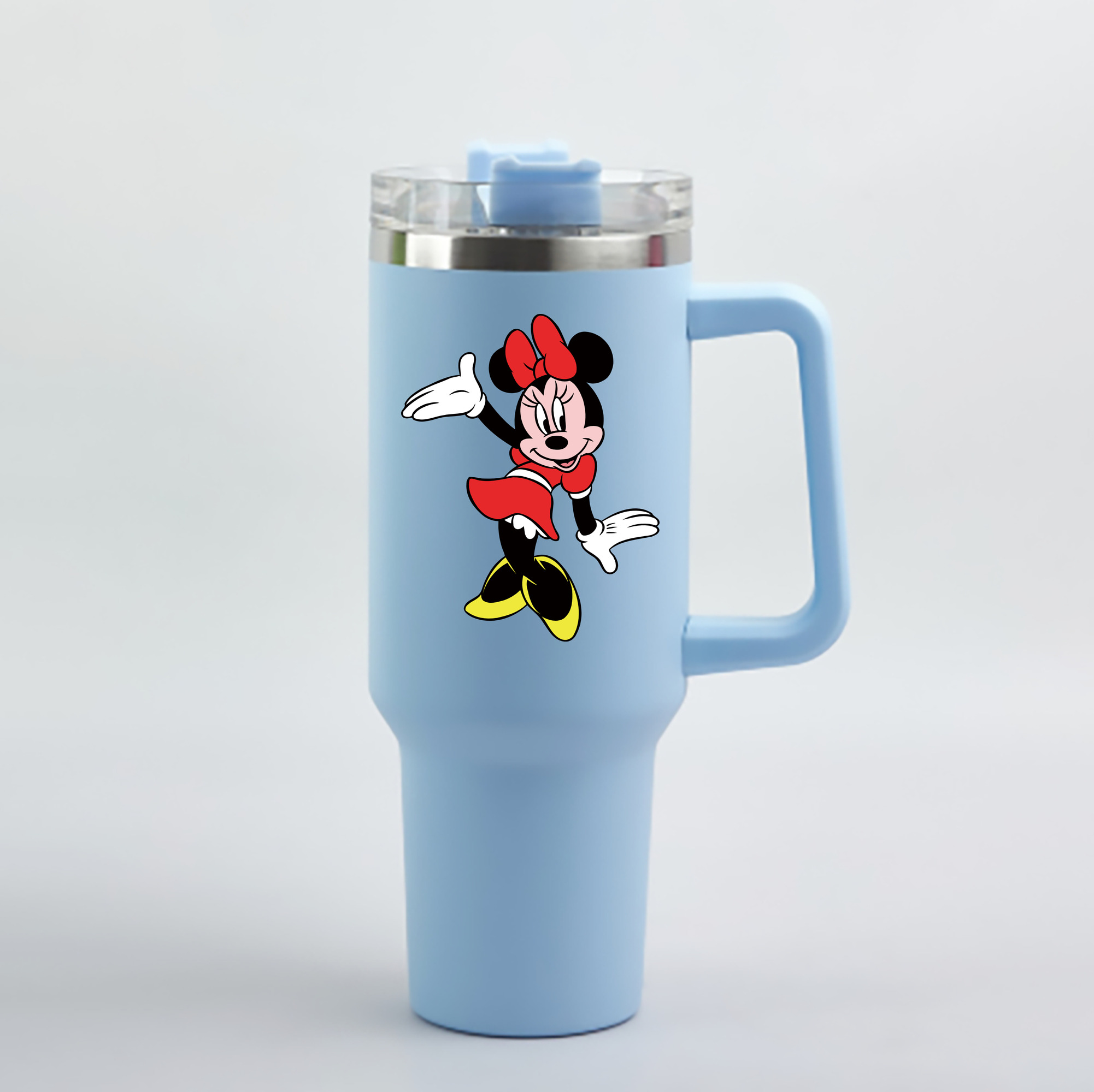 （画像用） ミッキーマウス Mickey Mouse 1200mL車用タンブラー - クリスタルステッカー（プラスチックストロー付き）