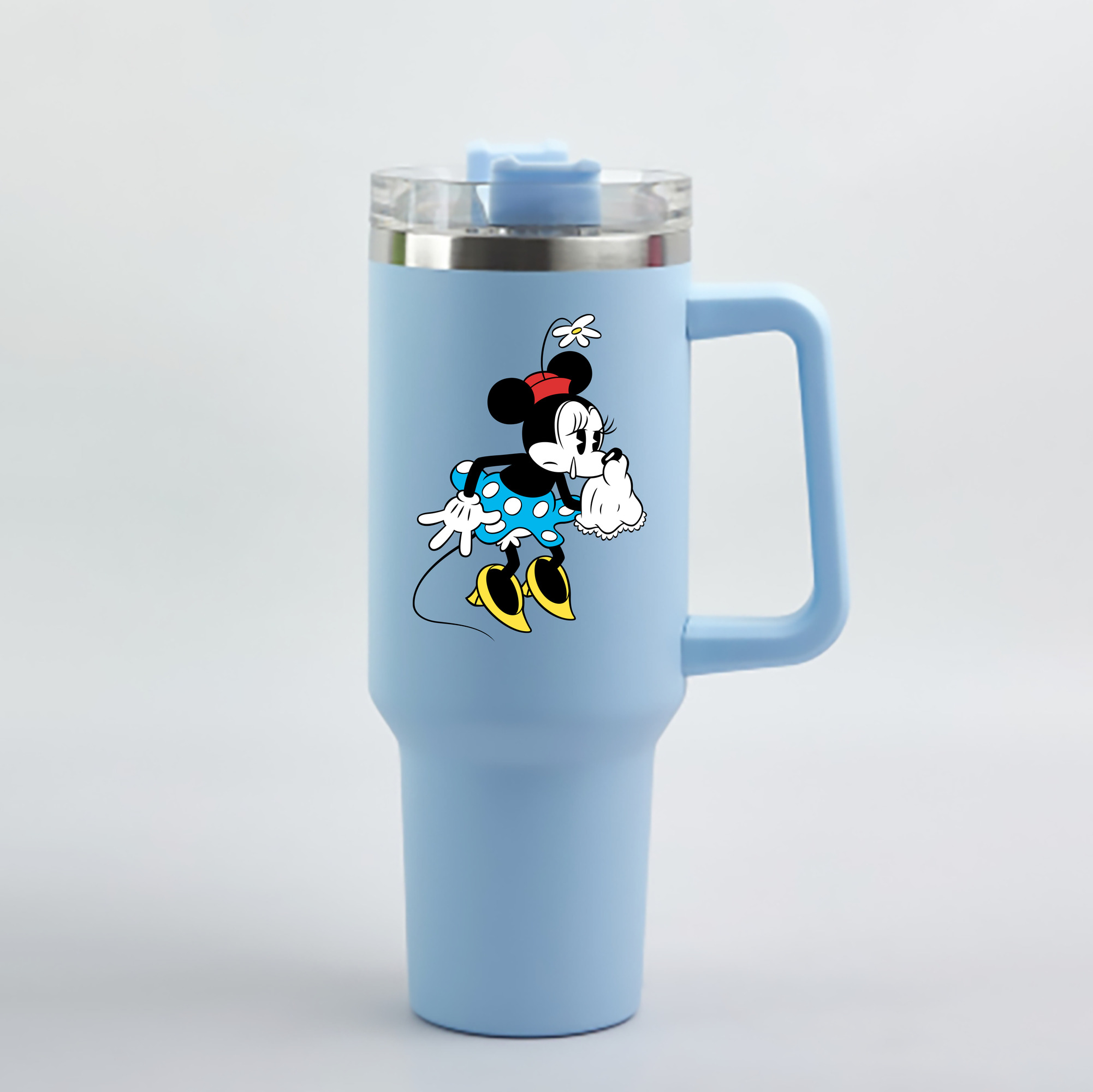ミッキーマウス Mickey Mouse 1200mL車用タンブラー - クリスタルステッカー（プラスチックストロー付き）
