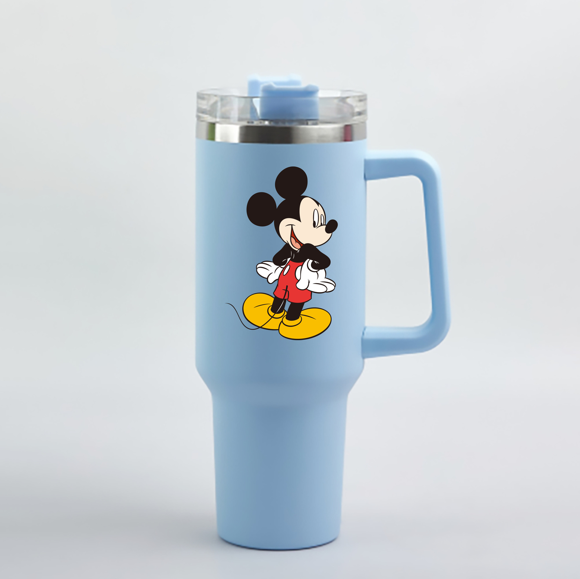 （画像用） ミッキーマウス Mickey Mouse 1200mL車用タンブラー - クリスタルステッカー（プラスチックストロー付き）