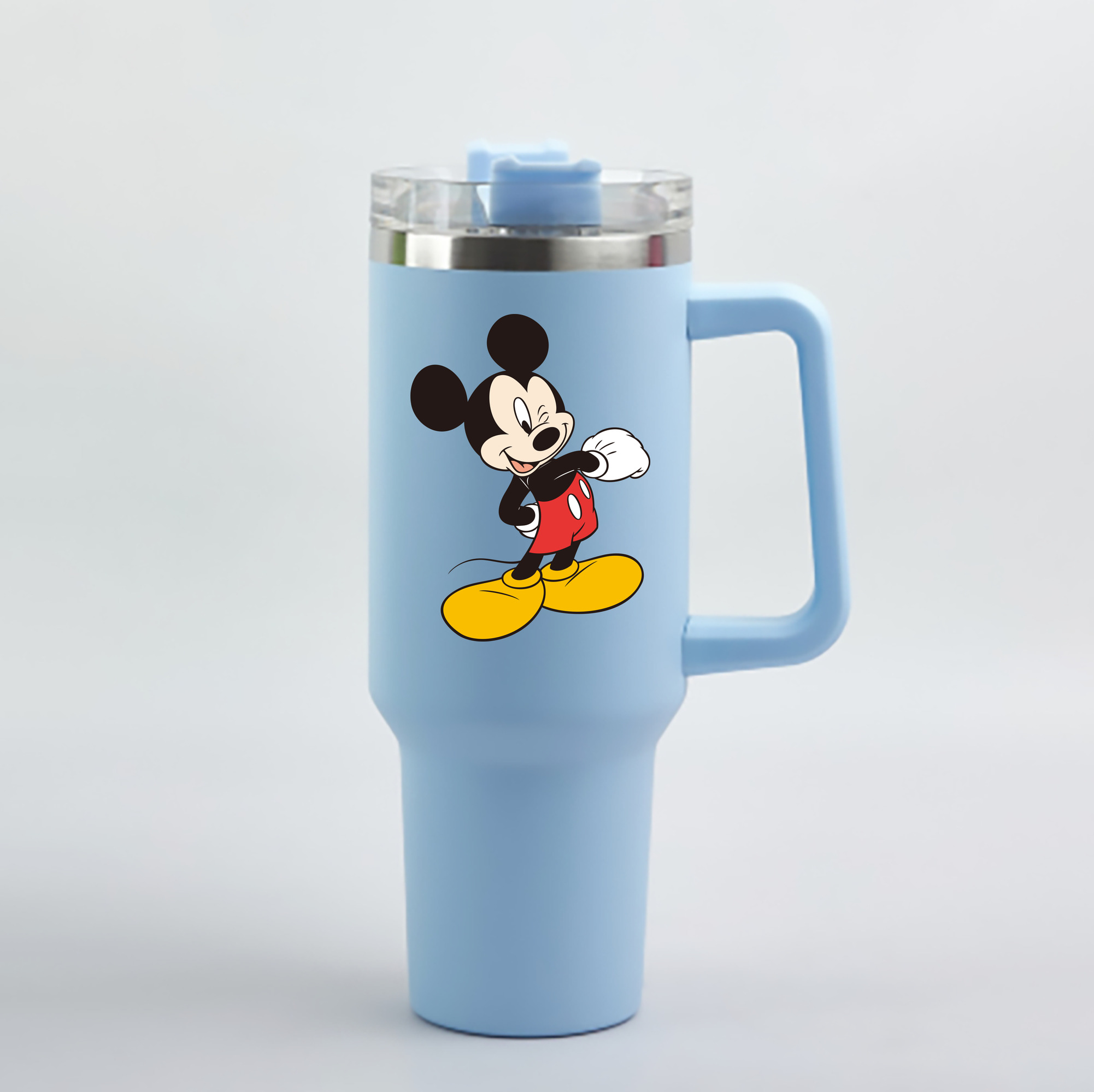 （画像用） ミッキーマウス Mickey Mouse 1200mL車用タンブラー - クリスタルステッカー（プラスチックストロー付き）