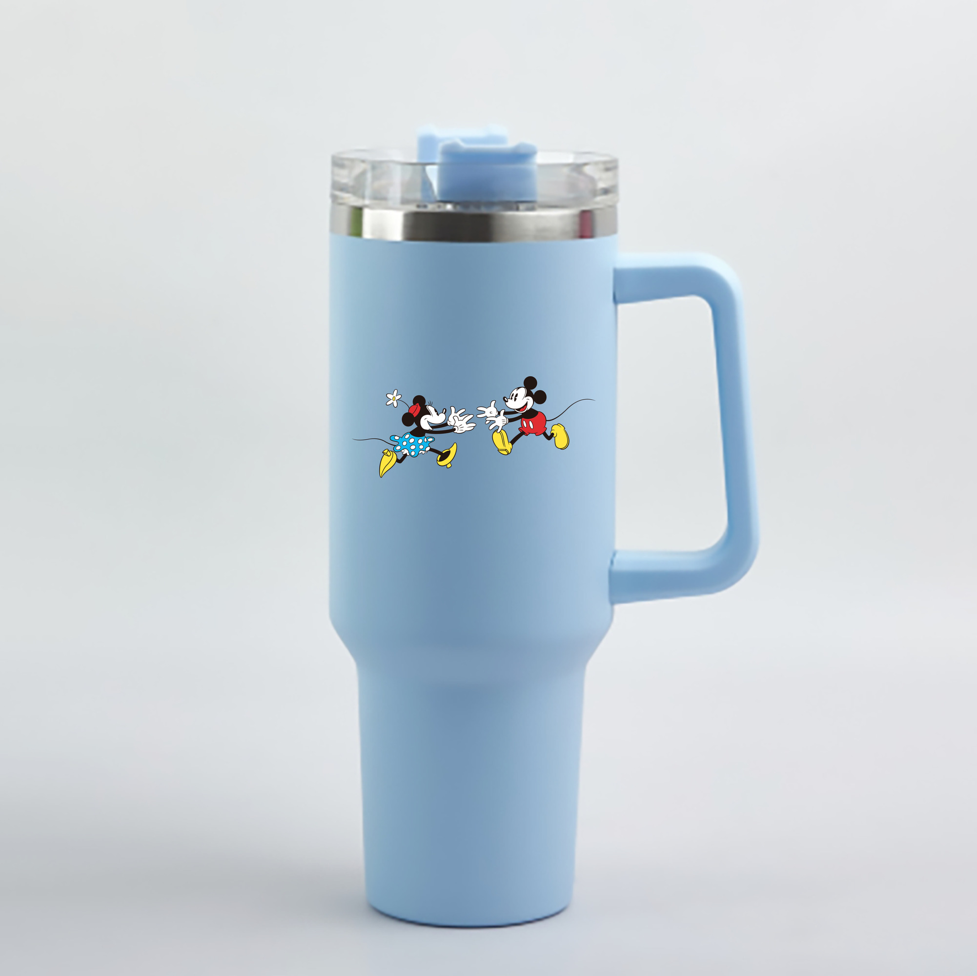 （画像用） ミッキーマウス Mickey Mouse 1200mL車用タンブラー - クリスタルステッカー（プラスチックストロー付き）