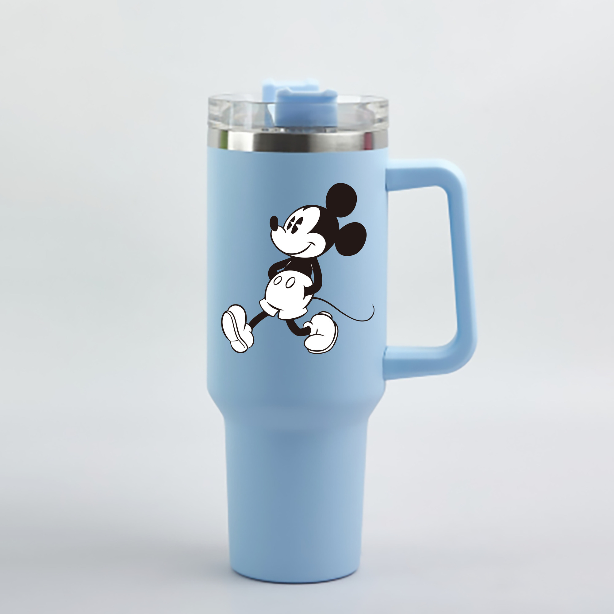 （画像用） ミッキーマウス Mickey Mouse 1200mL車用タンブラー - クリスタルステッカー（プラスチックストロー付き）