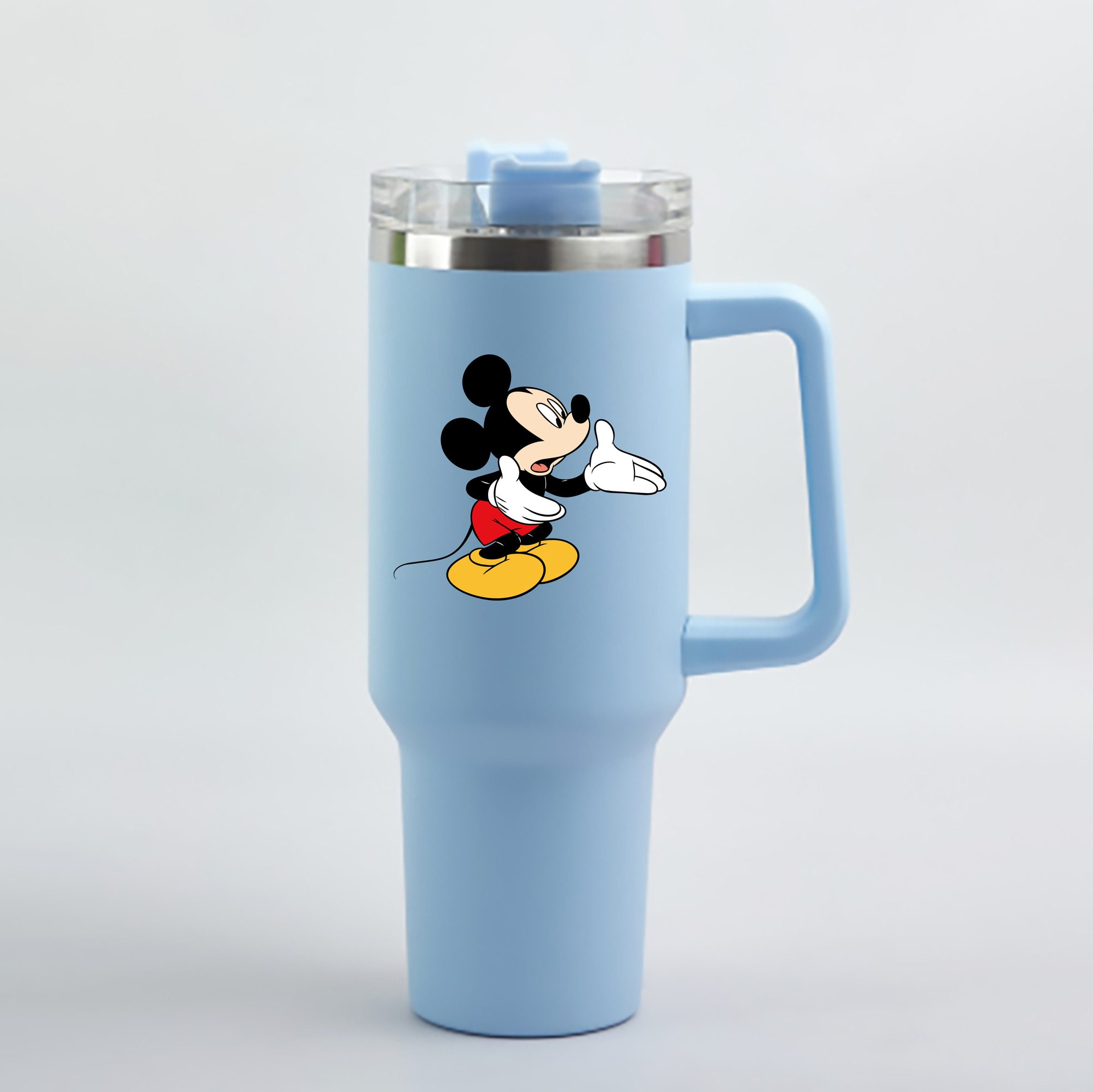 （画像用） ミッキーマウス Mickey Mouse 1200mL車用タンブラー - クリスタルステッカー（プラスチックストロー付き）