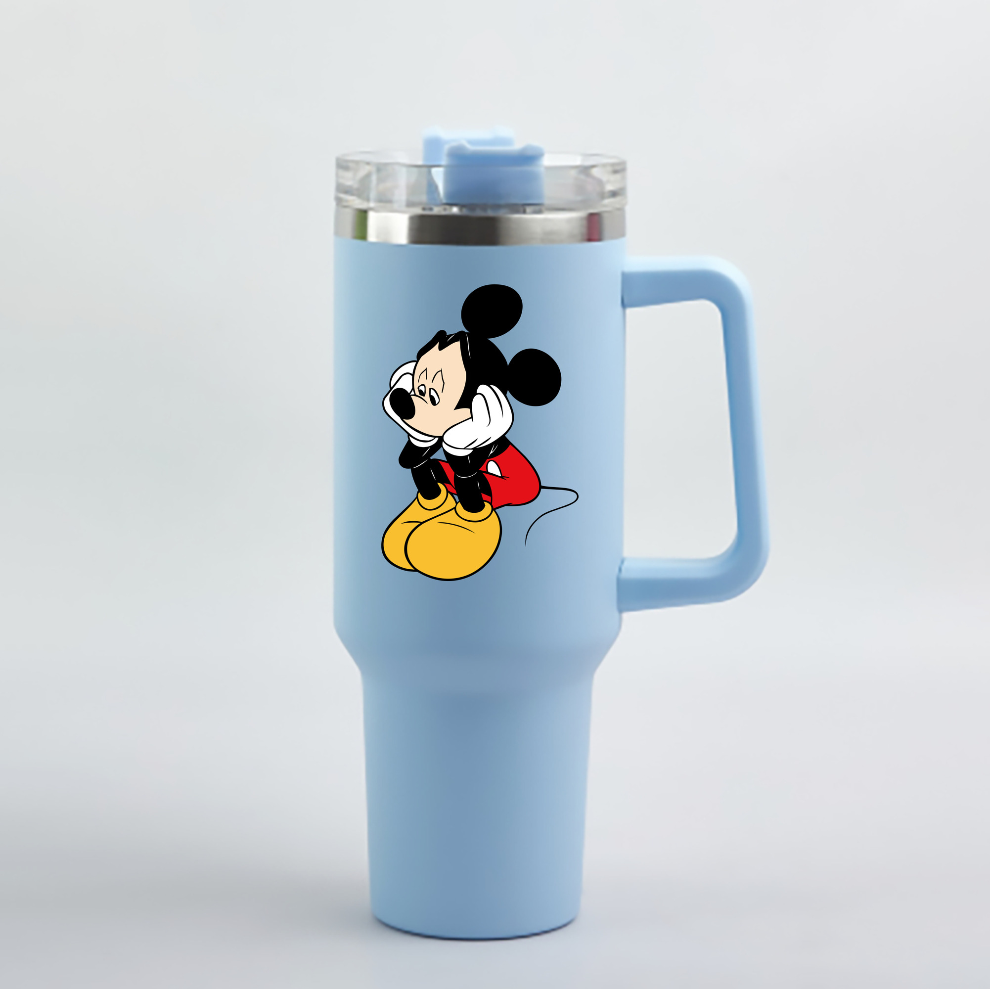 （画像用） ミッキーマウス Mickey Mouse 1200mL車用タンブラー - クリスタルステッカー（プラスチックストロー付き）
