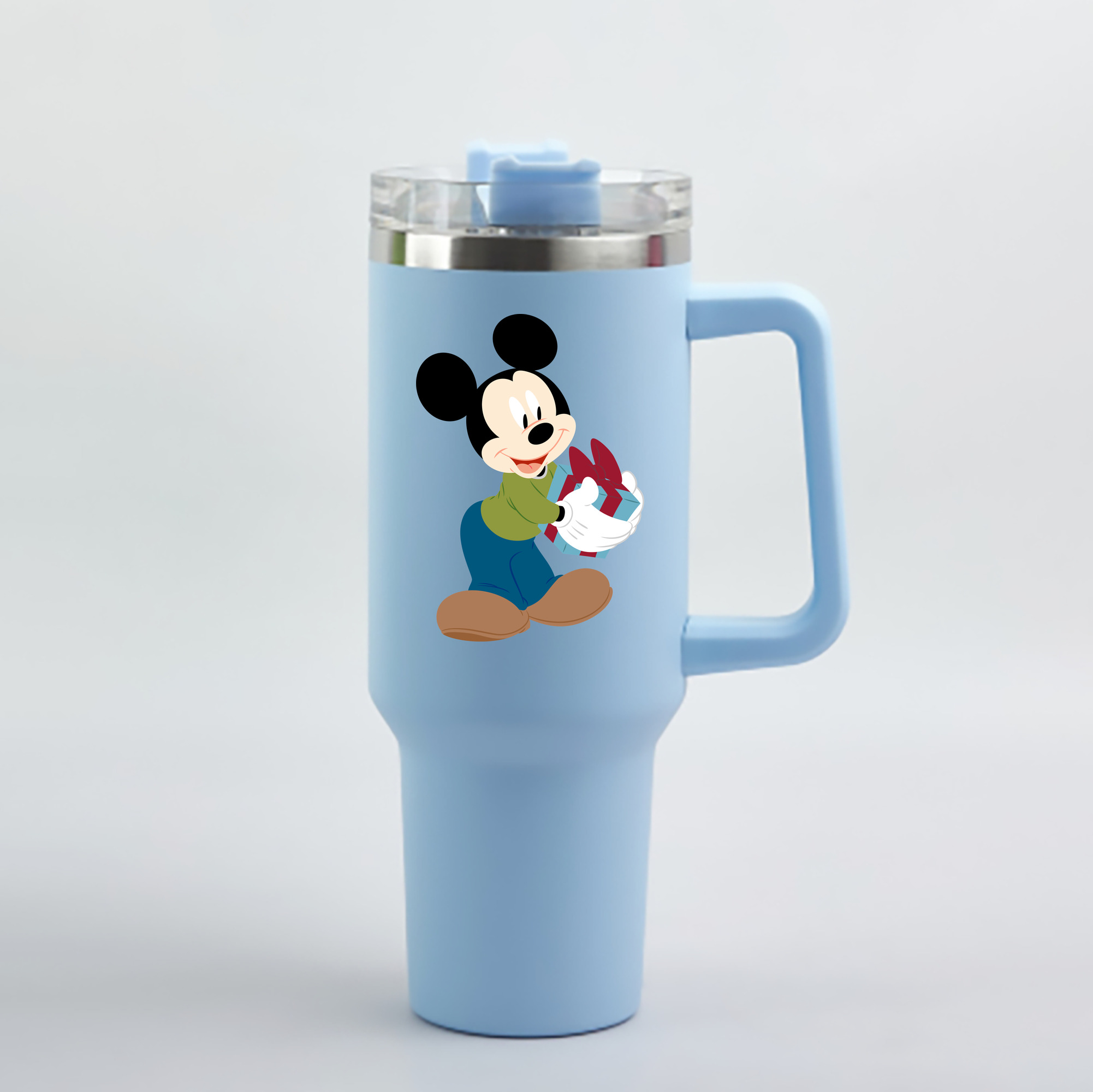（画像用） ミッキーマウス Mickey Mouse 1200mL車用タンブラー - クリスタルステッカー（プラスチックストロー付き）