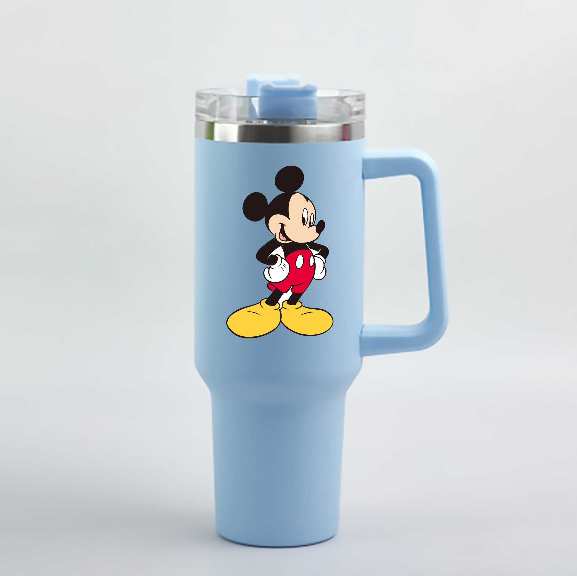 （画像用） ミッキーマウス Mickey Mouse 1200mL車用タンブラー - クリスタルステッカー（プラスチックストロー付き）