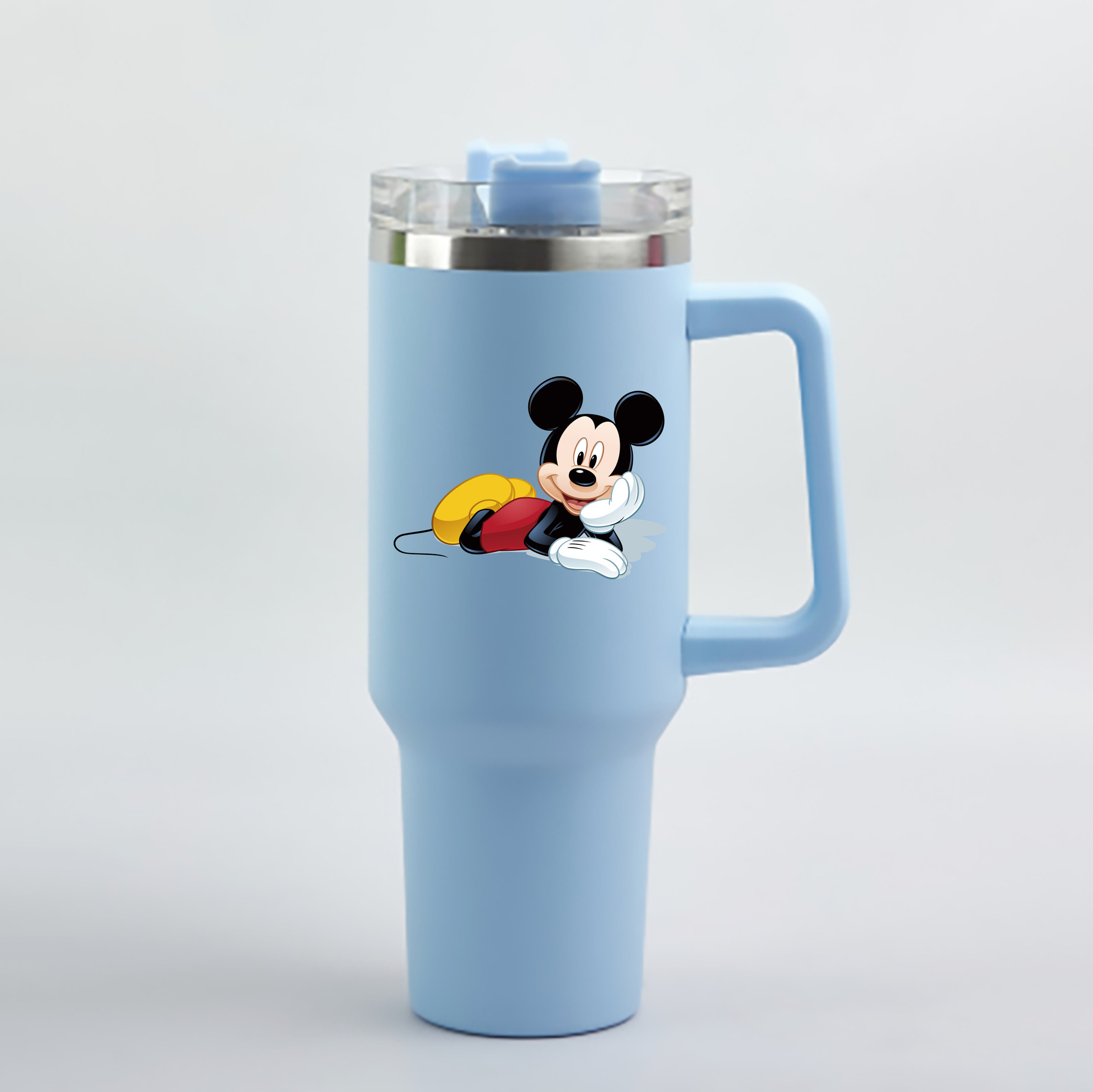 （画像用） ミッキーマウス Mickey Mouse 1200mL車用タンブラー - クリスタルステッカー（プラスチックストロー付き）