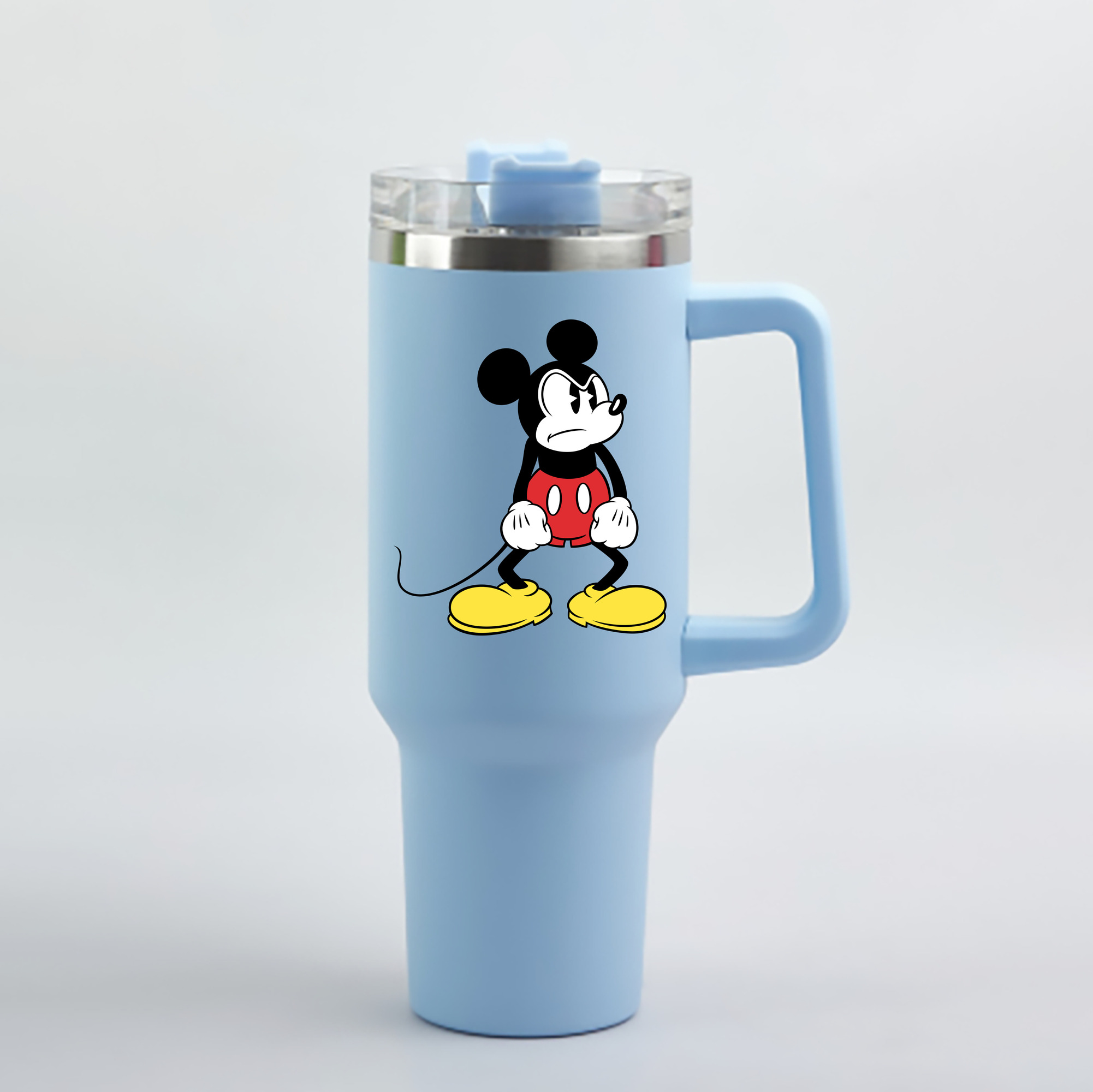 （画像用） ミッキーマウス Mickey Mouse 1200mL車用タンブラー - クリスタルステッカー（プラスチックストロー付き）