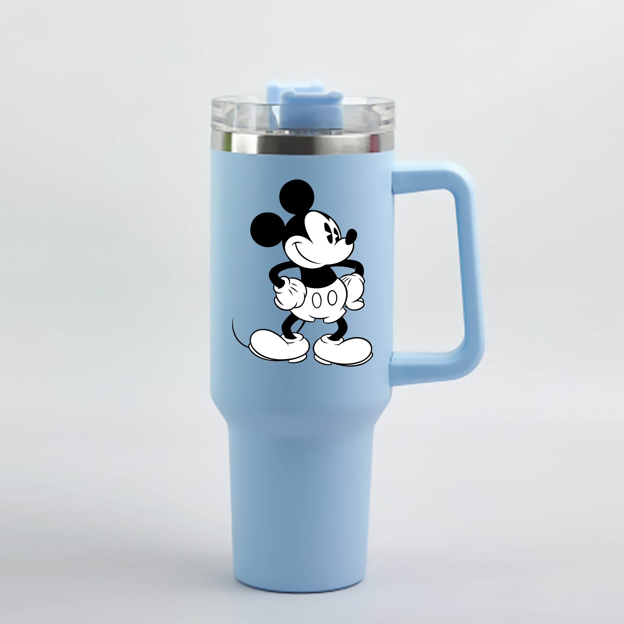 （画像用） ミッキーマウス Mickey Mouse 1200mL車用タンブラー - クリスタルステッカー（プラスチックストロー付き）