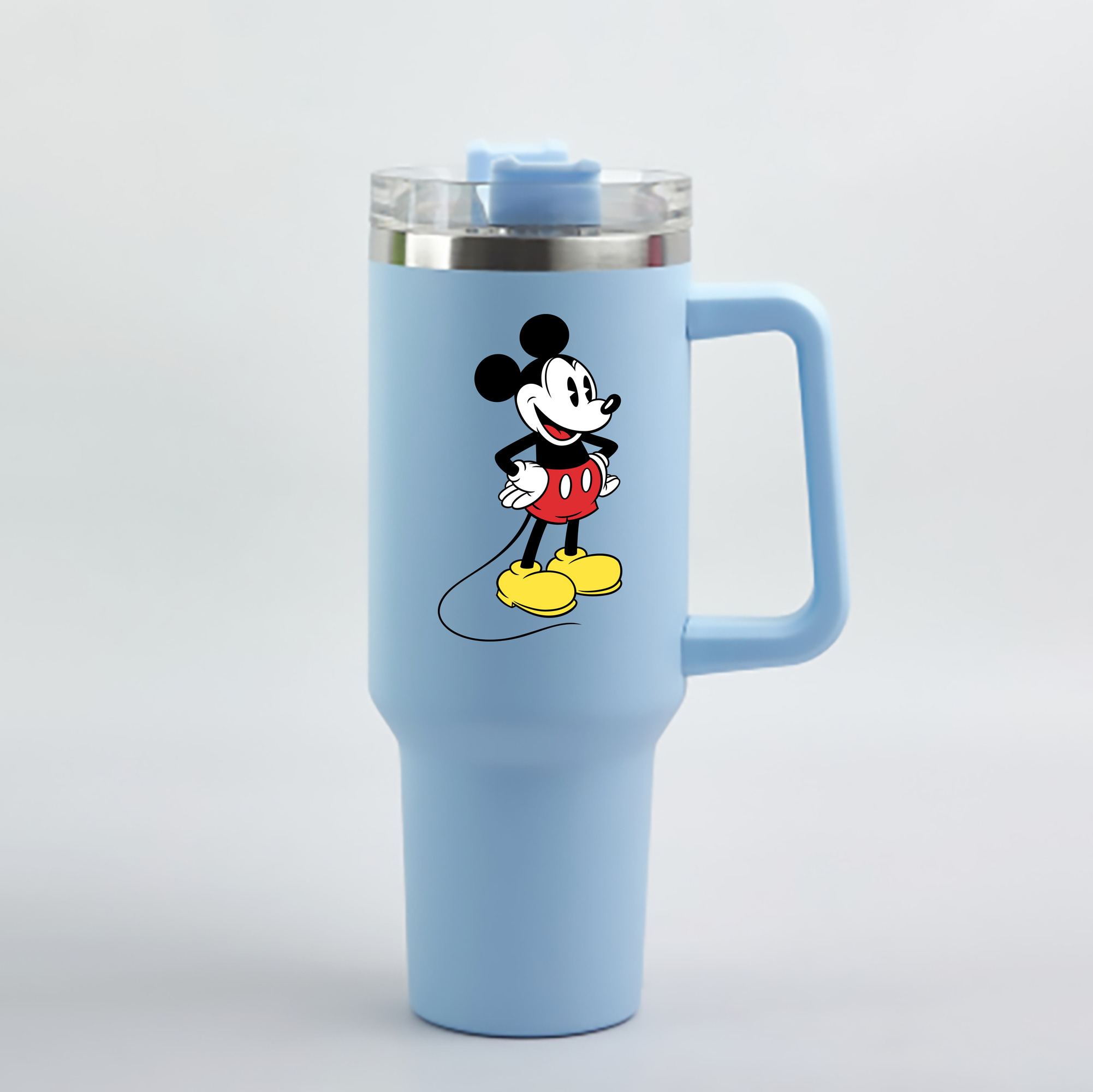 （画像用） ミッキーマウス Mickey Mouse 1200mL車用タンブラー - クリスタルステッカー（プラスチックストロー付き）