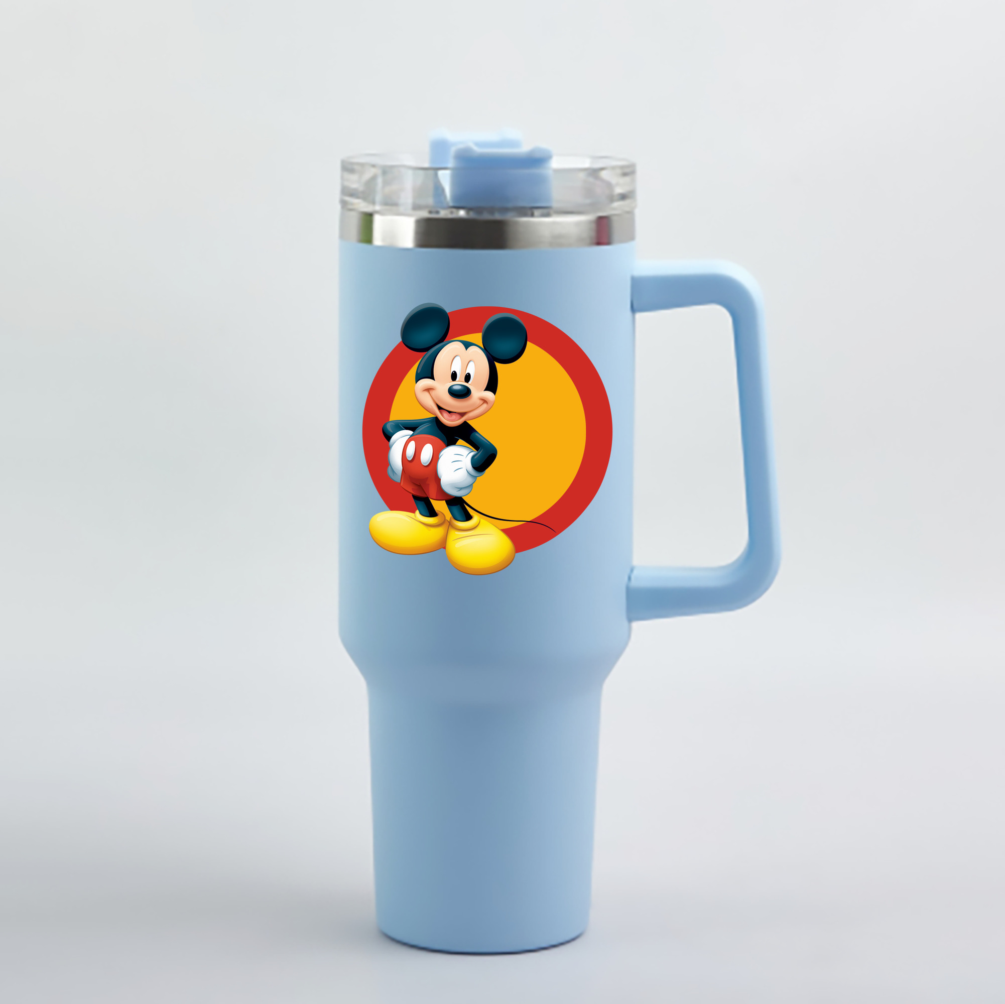 （画像用） ミッキーマウス Mickey Mouse 1200mL車用タンブラー - クリスタルステッカー（プラスチックストロー付き）