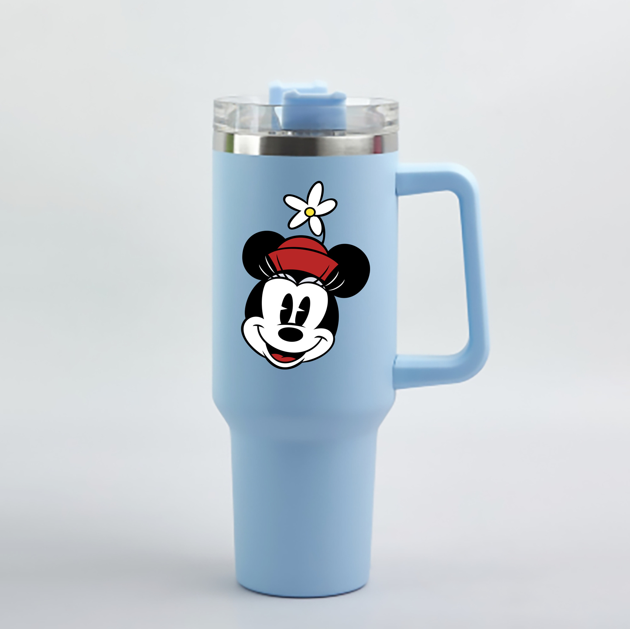 （画像用） ミッキーマウス Mickey Mouse 1200mL車用タンブラー - クリスタルステッカー（プラスチックストロー付き）