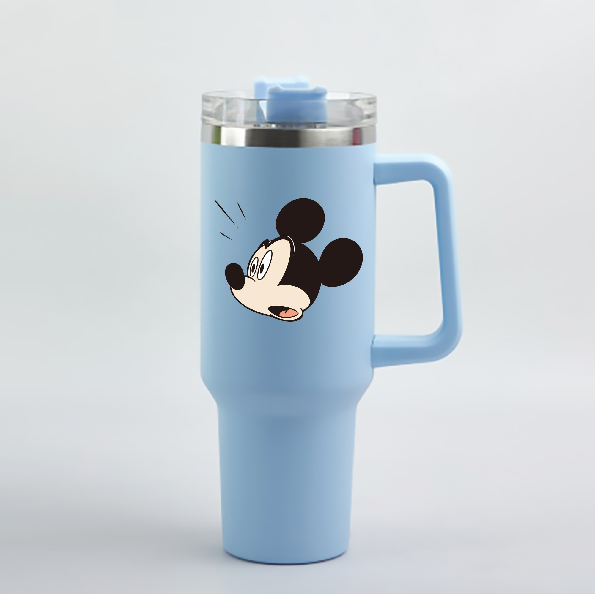 （画像用） ミッキーマウス Mickey Mouse 1200mL車用タンブラー - クリスタルステッカー（プラスチックストロー付き）