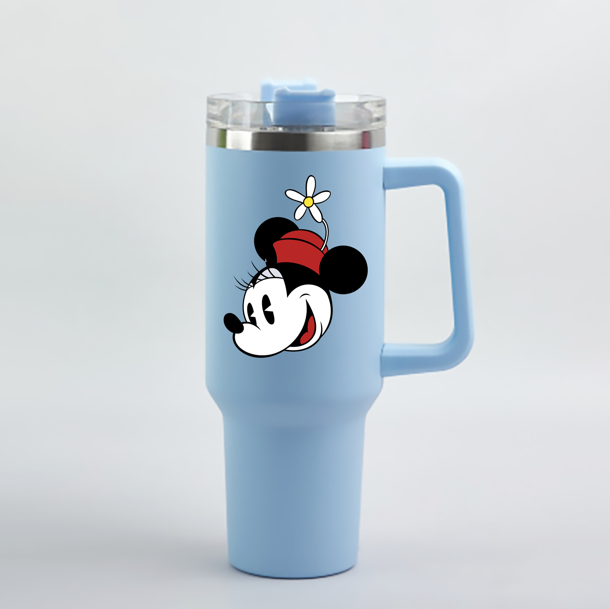 （画像用） ミッキーマウス Mickey Mouse 1200mL車用タンブラー - クリスタルステッカー（プラスチックストロー付き）