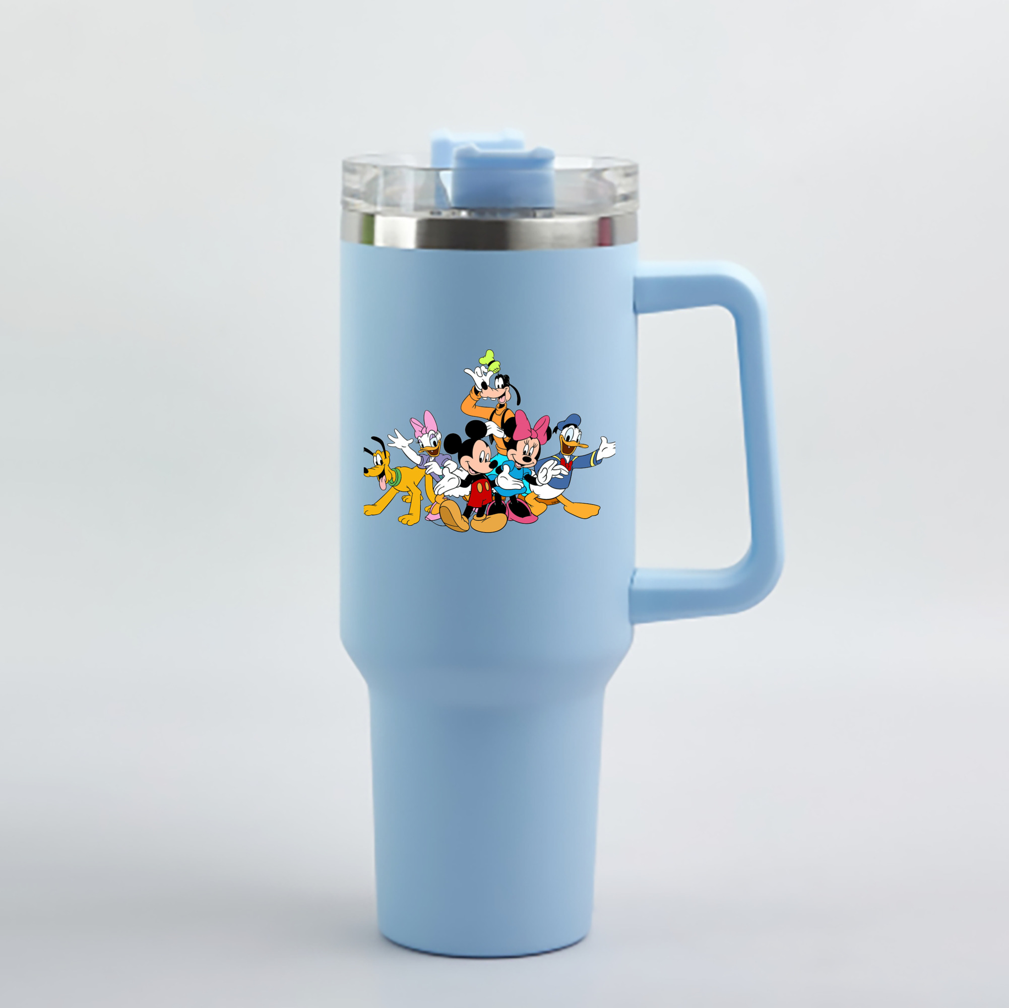 （画像用） ミッキーマウス Mickey Mouse 1200mL車用タンブラー - クリスタルステッカー（プラスチックストロー付き）