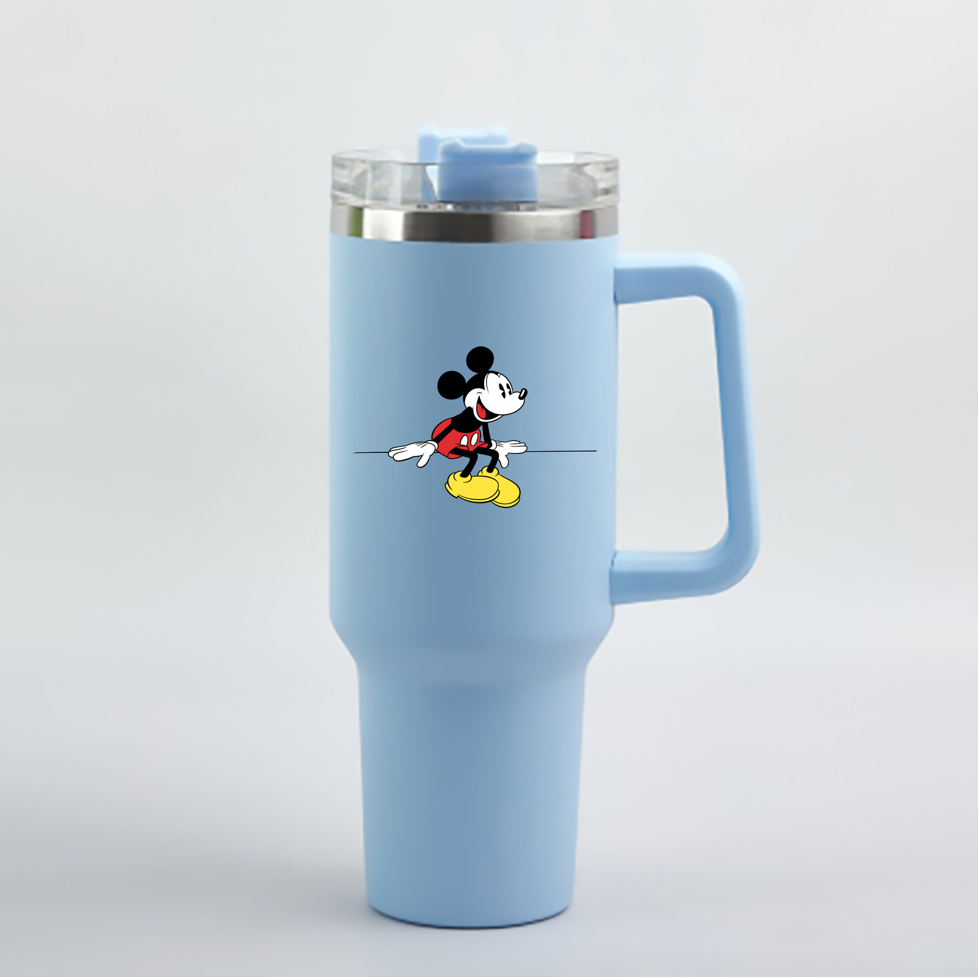 （画像用） ミッキーマウス Mickey Mouse 1200mL車用タンブラー - クリスタルステッカー（プラスチックストロー付き）