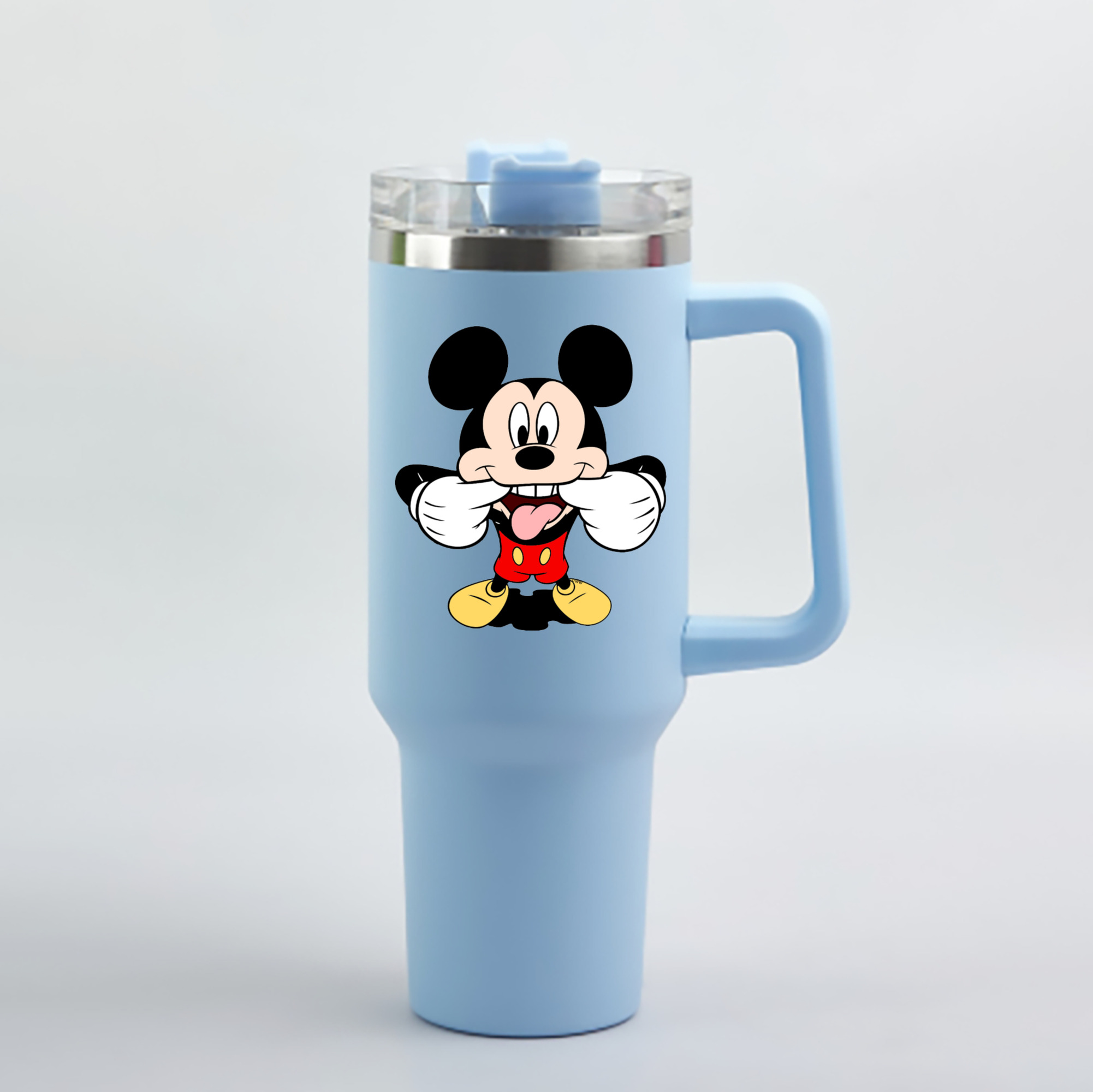（画像用） ミッキーマウス Mickey Mouse 1200mL車用タンブラー - クリスタルステッカー（プラスチックストロー付き）