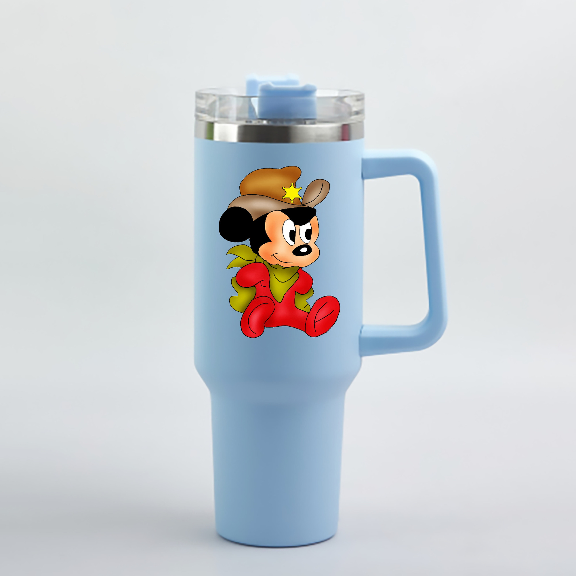 （画像用） ミッキーマウス Mickey Mouse 1200mL車用タンブラー - クリスタルステッカー（プラスチックストロー付き）