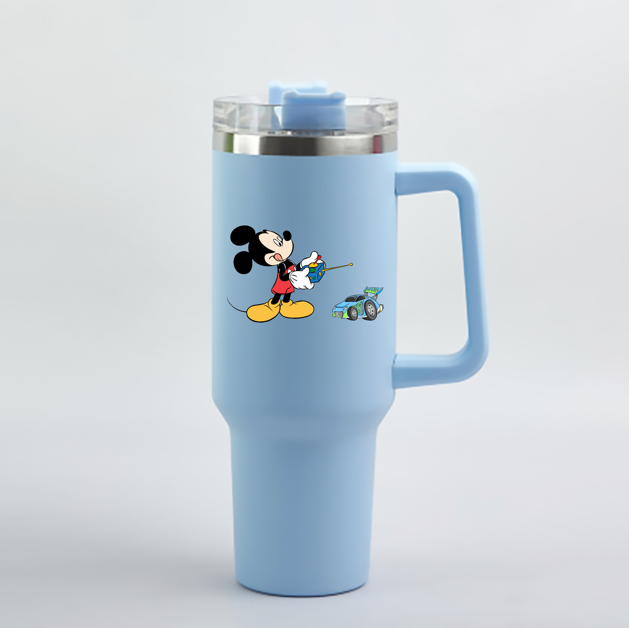 （画像用） ミッキーマウス Mickey Mouse 1200mL車用タンブラー - クリスタルステッカー（プラスチックストロー付き）