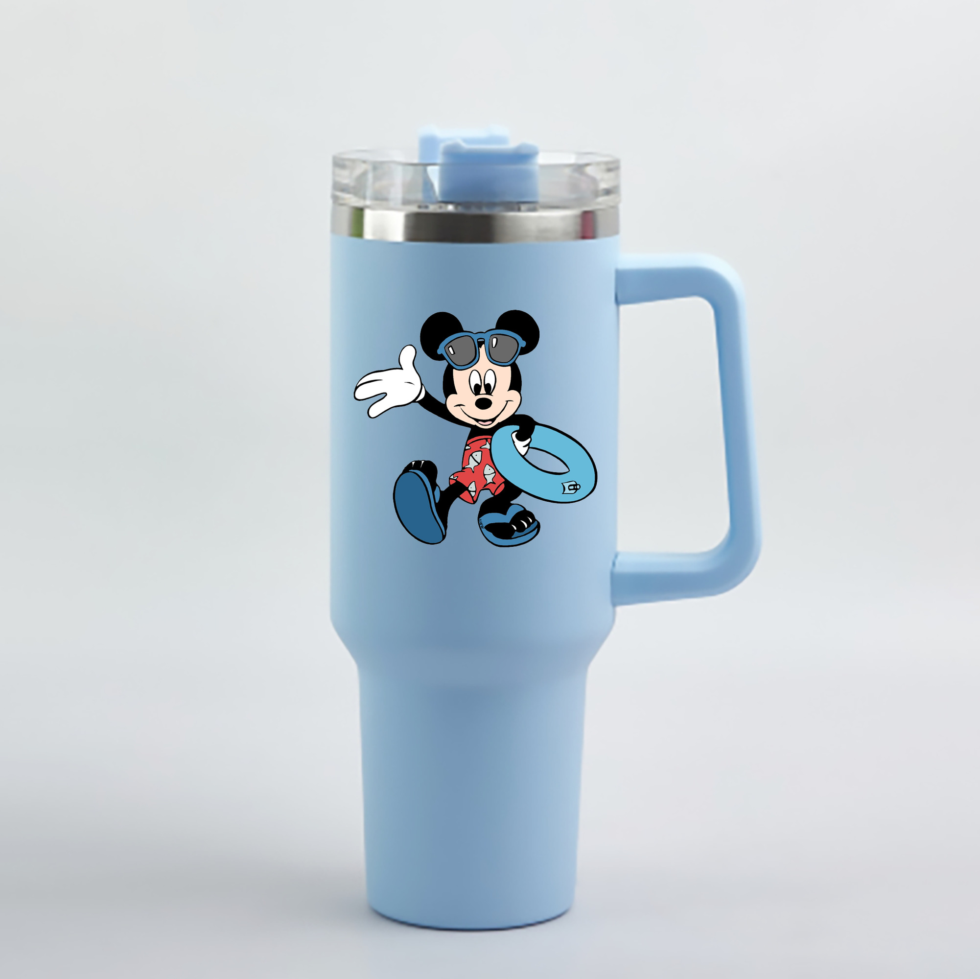 （画像用） ミッキーマウス Mickey Mouse 1200mL車用タンブラー - クリスタルステッカー（プラスチックストロー付き）