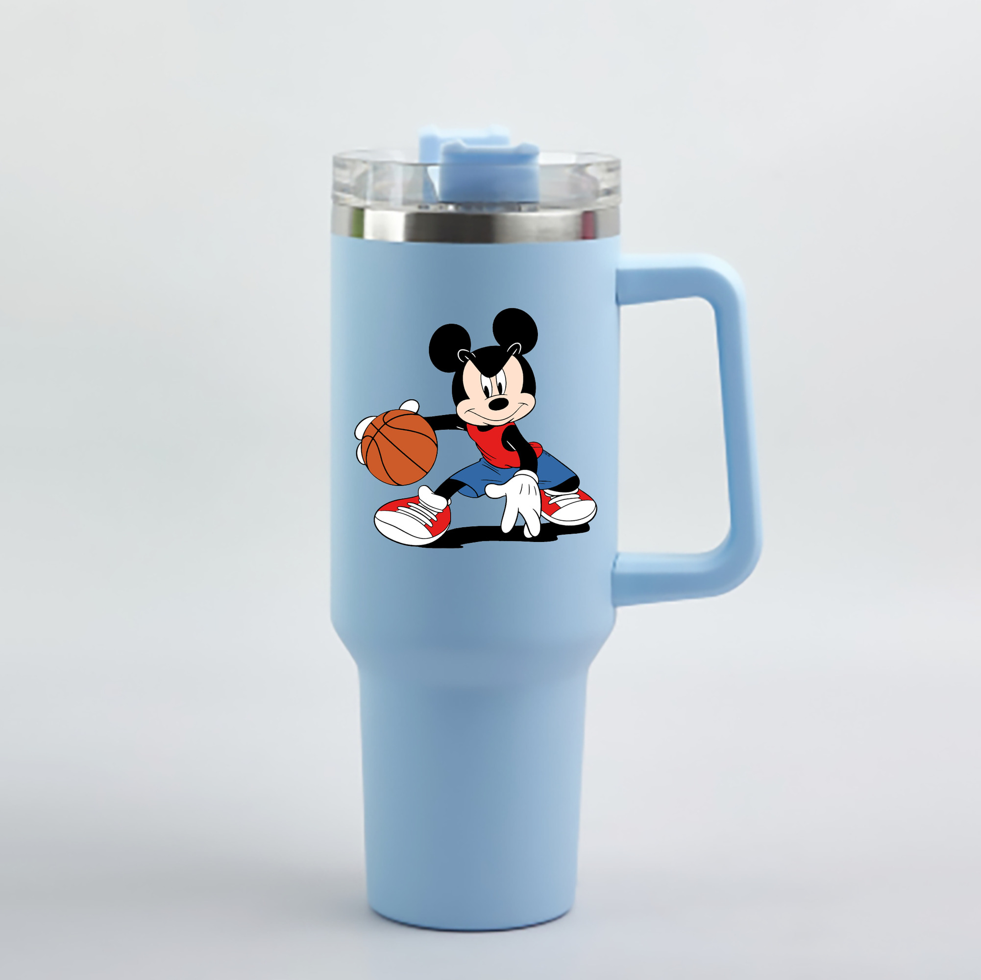 （画像用） ミッキーマウス Mickey Mouse 1200mL車用タンブラー - クリスタルステッカー（プラスチックストロー付き）