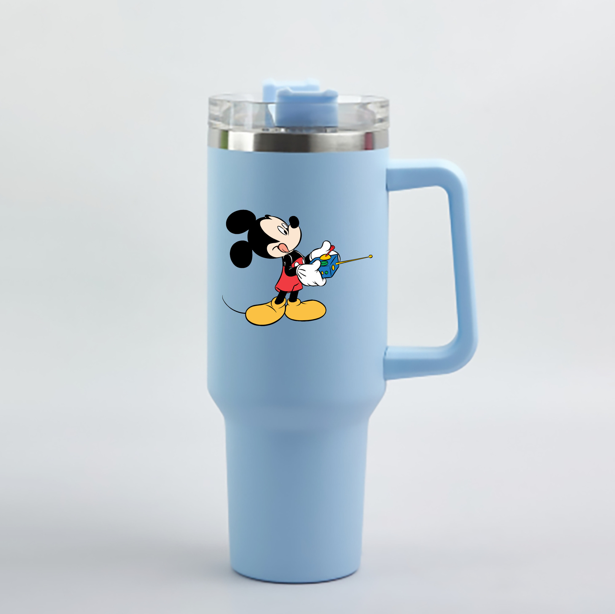 （画像用） ミッキーマウス Mickey Mouse 1200mL車用タンブラー - クリスタルステッカー（プラスチックストロー付き）