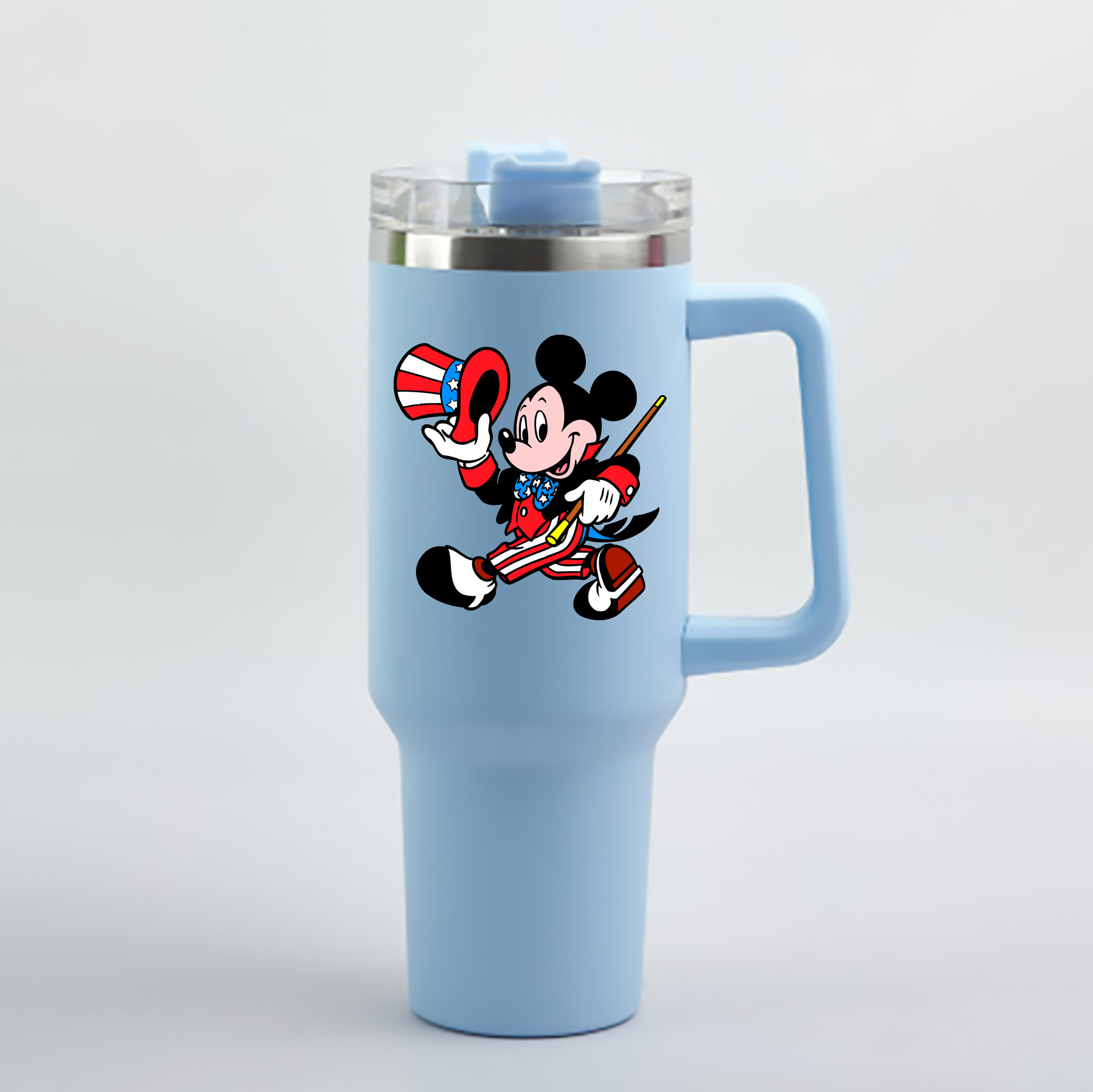 （画像用） ミッキーマウス Mickey Mouse 1200mL車用タンブラー - クリスタルステッカー（プラスチックストロー付き）
