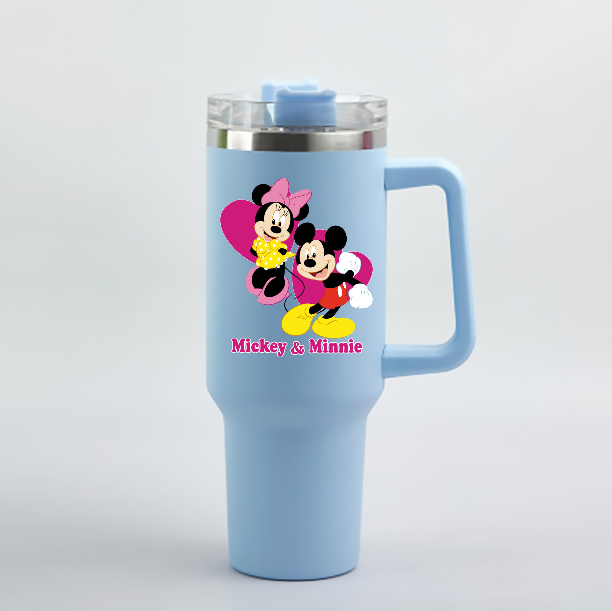 （画像用） ミッキーマウス Mickey Mouse 1200mL車用タンブラー - クリスタルステッカー（プラスチックストロー付き）