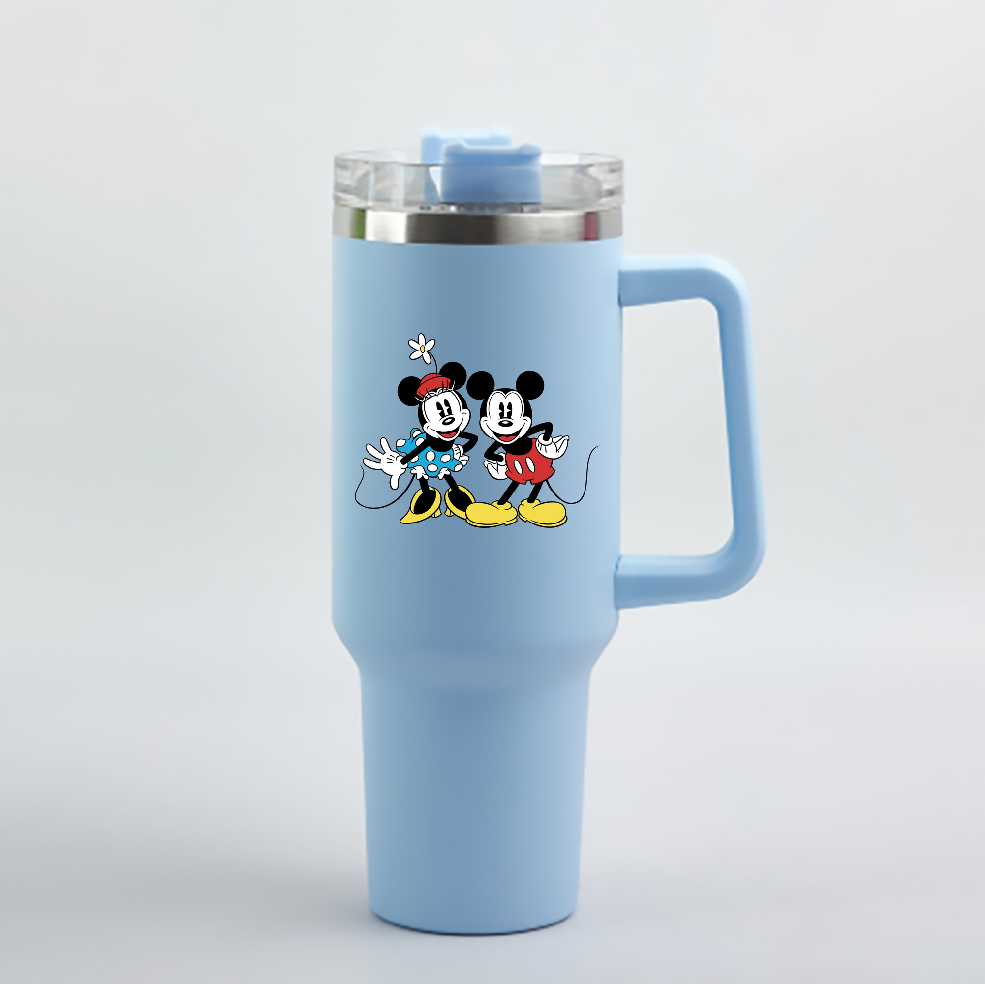 （画像用） ミッキーマウス Mickey Mouse 1200mL車用タンブラー - クリスタルステッカー（プラスチックストロー付き）
