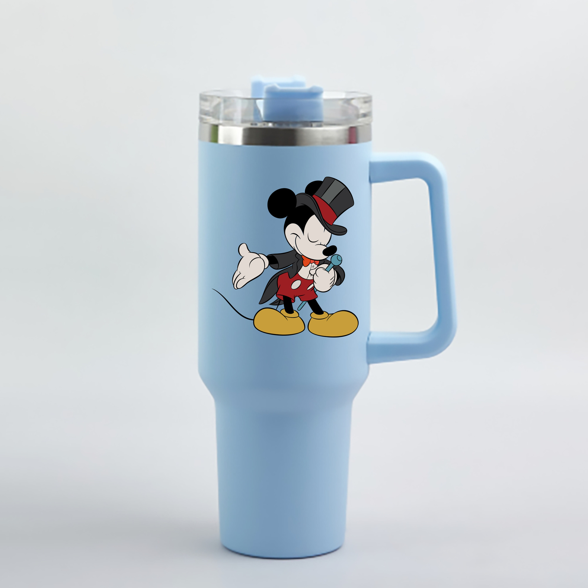 （画像用） ミッキーマウス Mickey Mouse 1200mL車用タンブラー - クリスタルステッカー（プラスチックストロー付き）