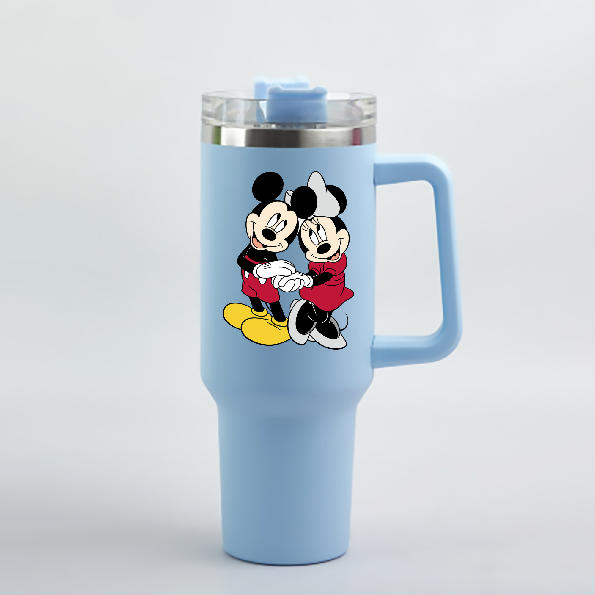 （画像用） ミッキーマウス Mickey Mouse 1200mL車用タンブラー - クリスタルステッカー（プラスチックストロー付き）
