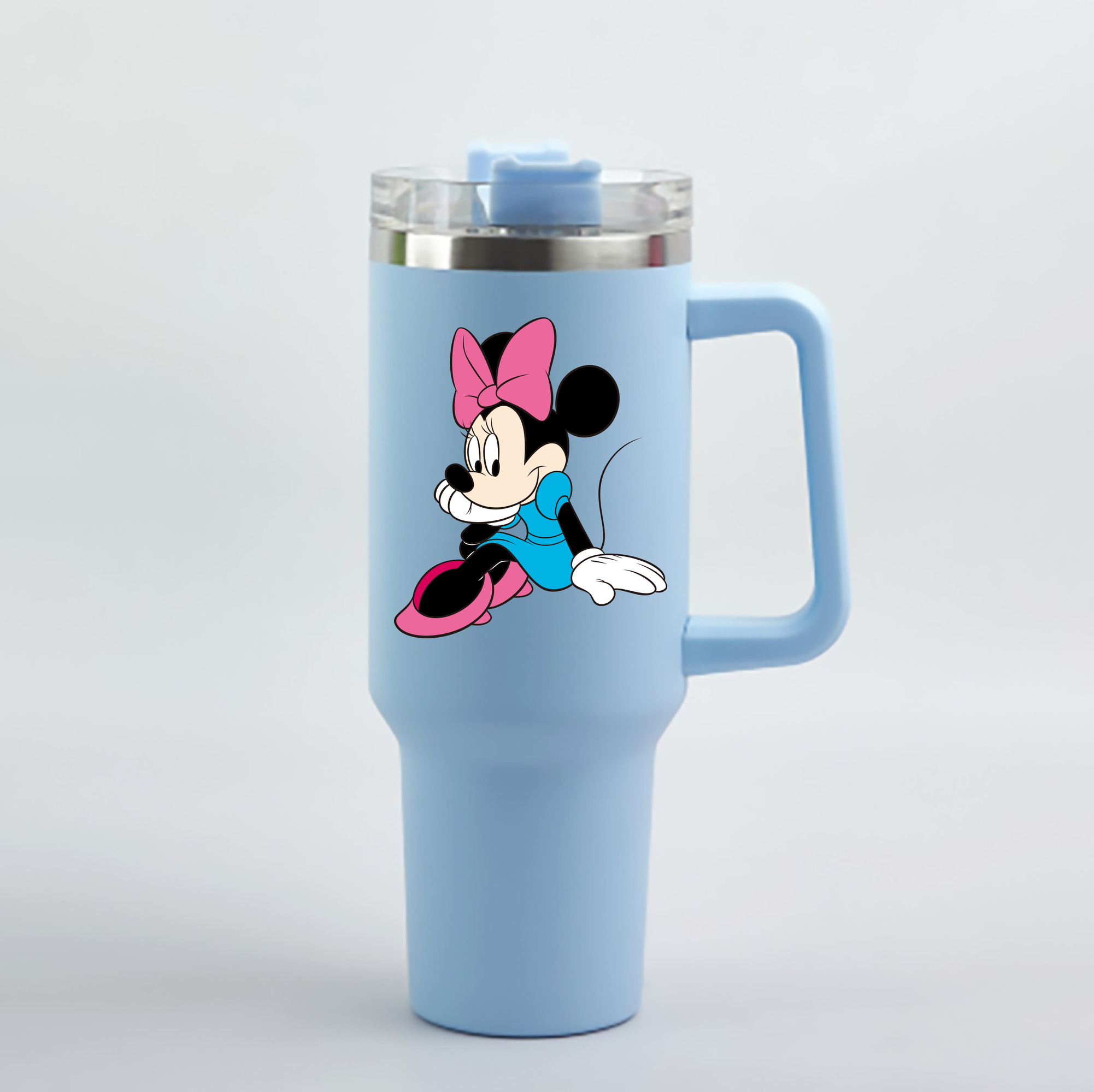 （画像用） ミッキーマウス Mickey Mouse 1200mL車用タンブラー - クリスタルステッカー（プラスチックストロー付き）