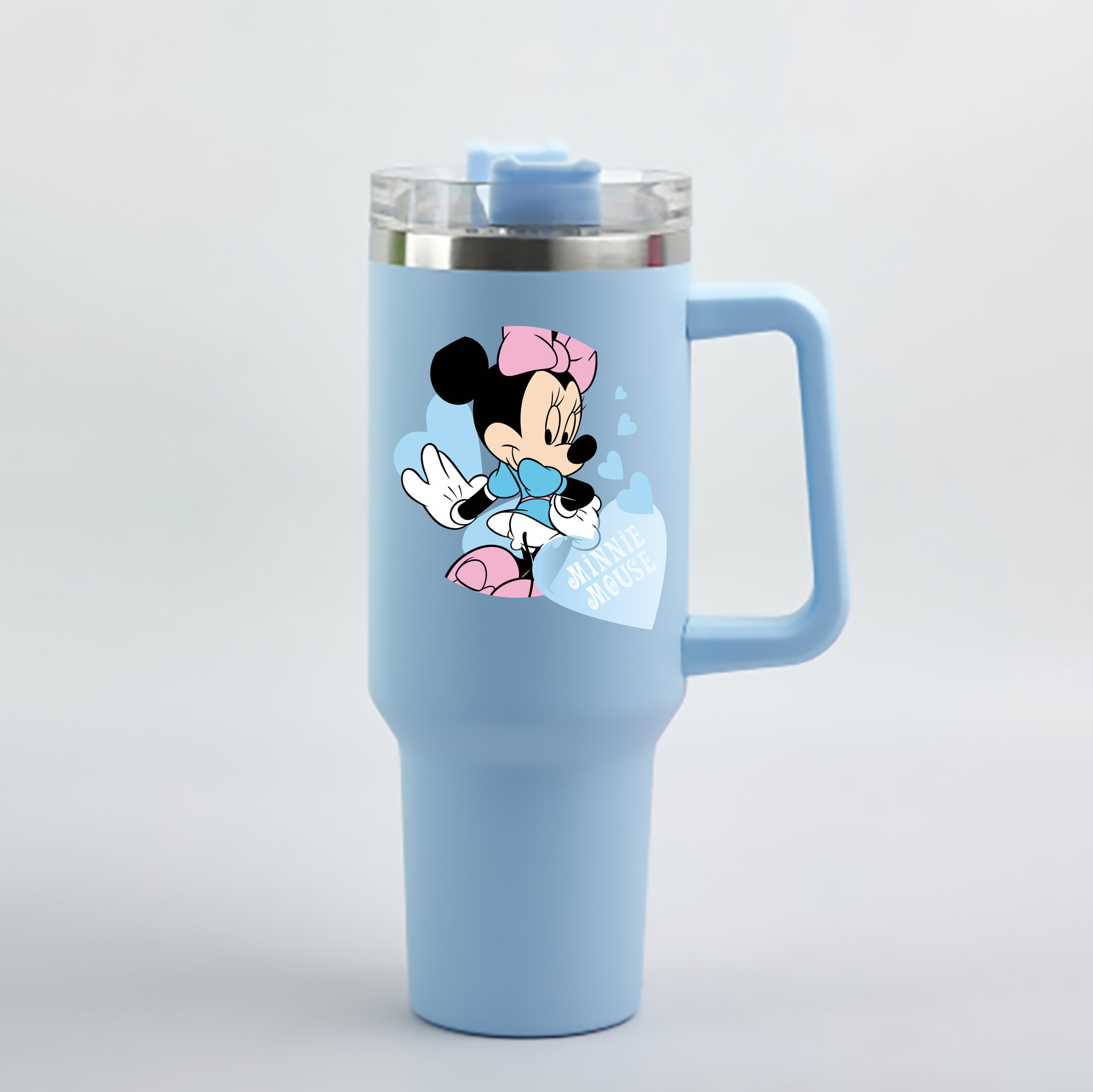 （画像用） ミッキーマウス Mickey Mouse 1200mL車用タンブラー - クリスタルステッカー（プラスチックストロー付き）