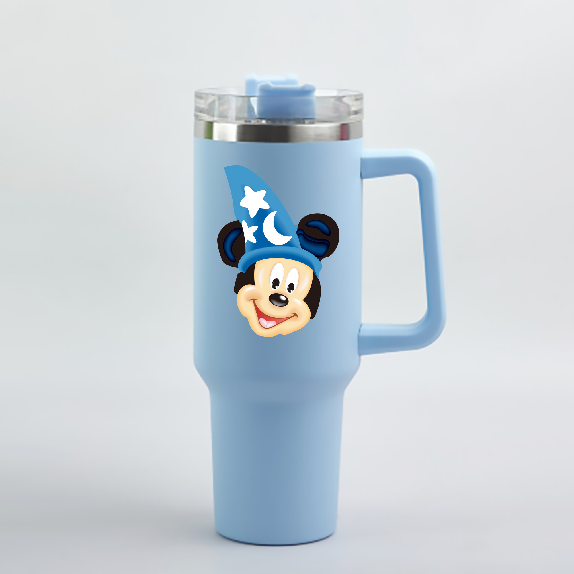 （画像用） ミッキーマウス Mickey Mouse 1200mL車用タンブラー - クリスタルステッカー（プラスチックストロー付き）