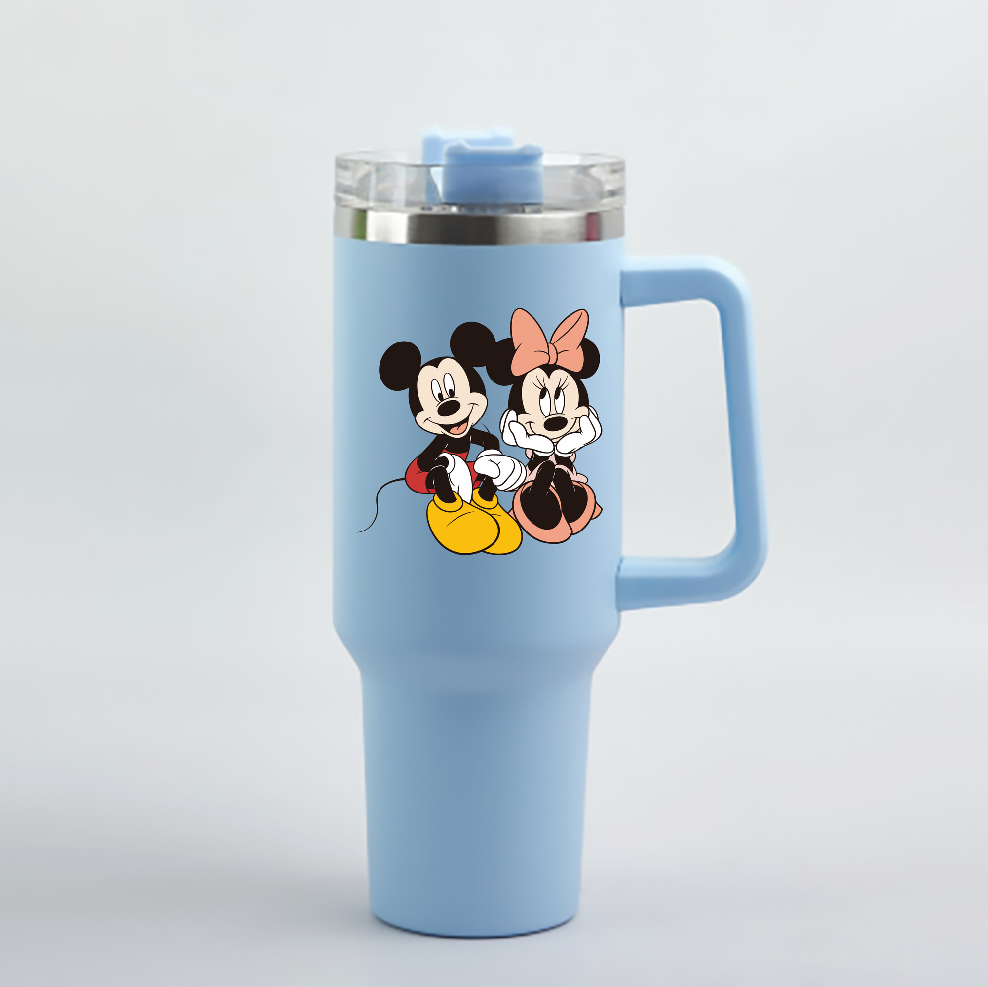 （画像用） ミッキーマウス Mickey Mouse 1200mL車用タンブラー - クリスタルステッカー（プラスチックストロー付き）