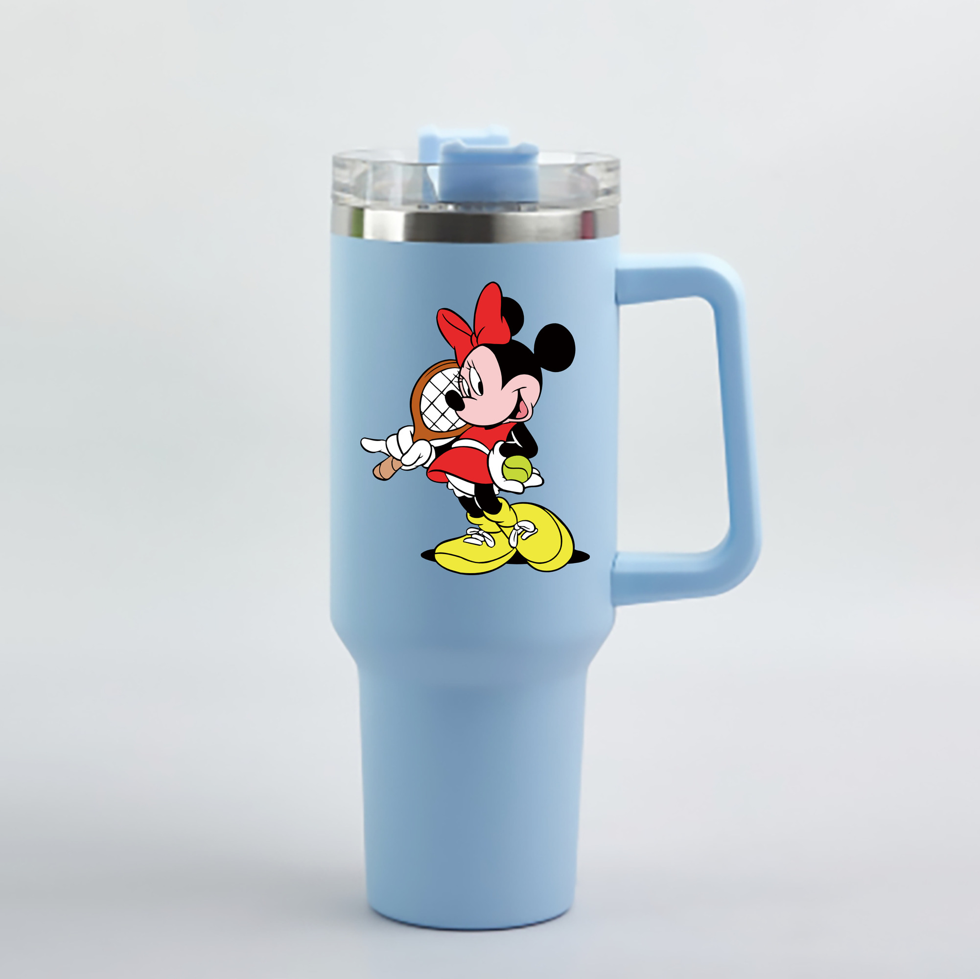 （画像用） ミッキーマウス Mickey Mouse 1200mL車用タンブラー - クリスタルステッカー（プラスチックストロー付き）
