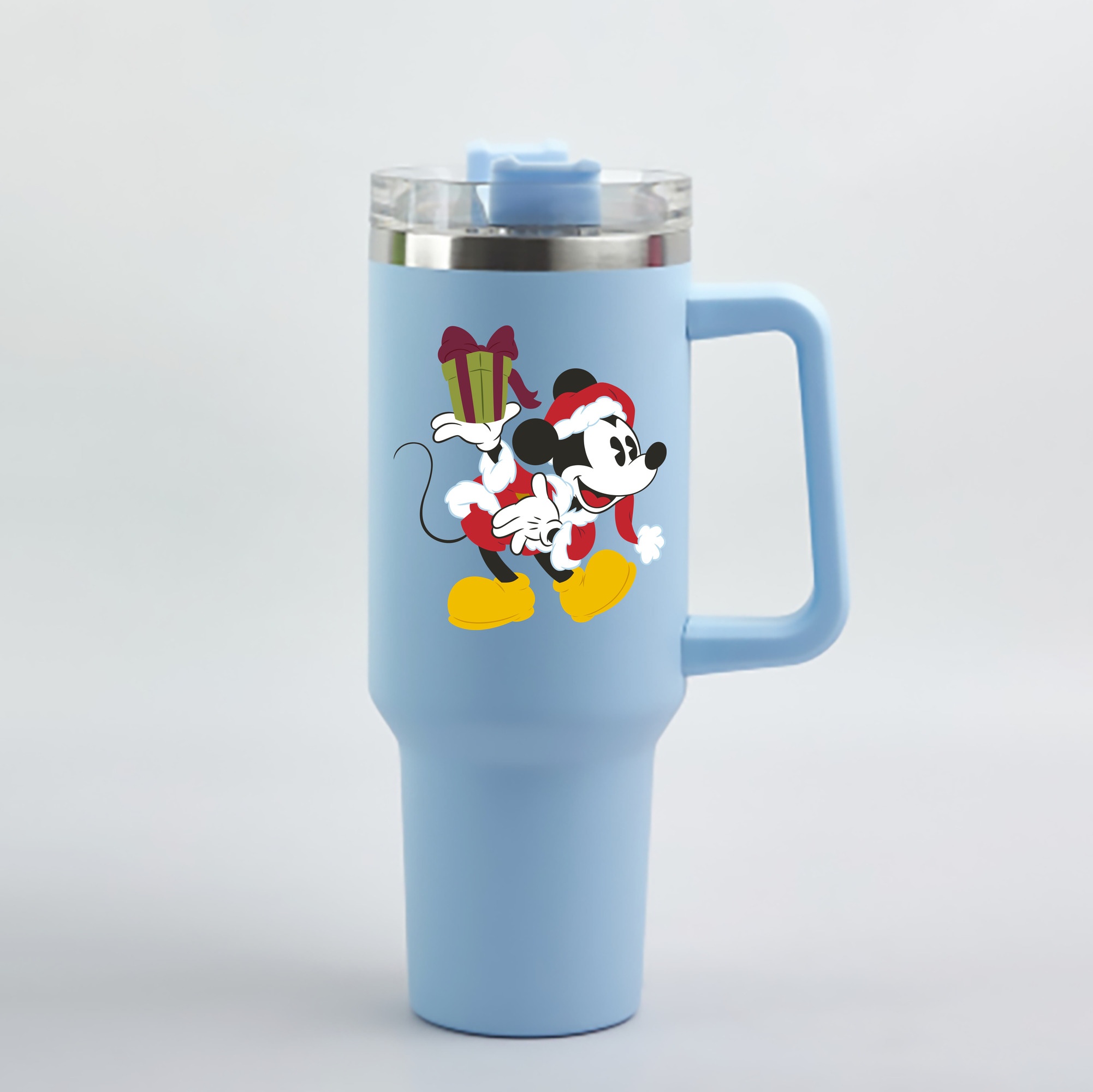 （画像用） ミッキーマウス Mickey Mouse 1200mL車用タンブラー - クリスタルステッカー（プラスチックストロー付き）