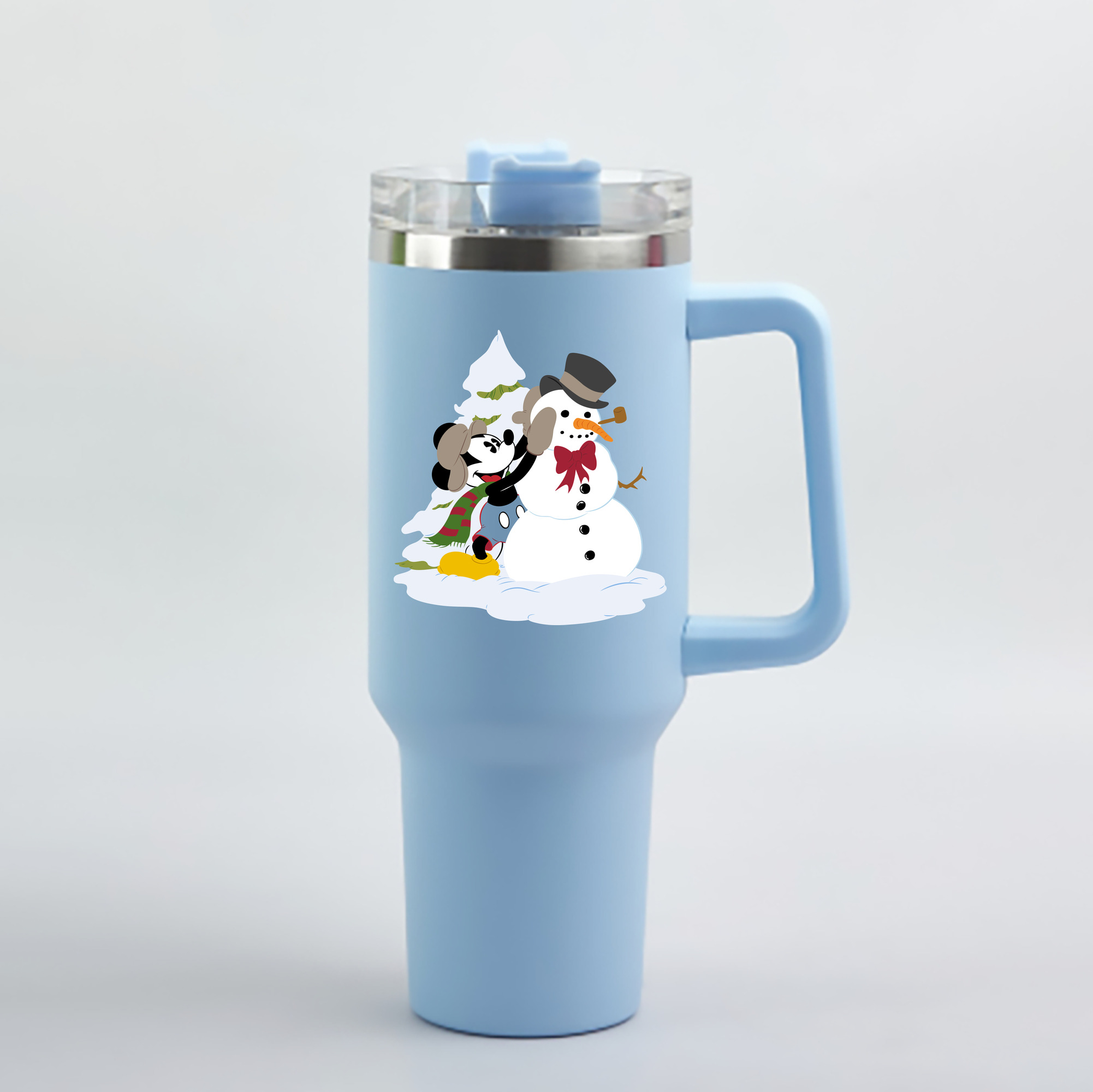 （画像用） ミッキーマウス Mickey Mouse 1200mL車用タンブラー - クリスタルステッカー（プラスチックストロー付き）