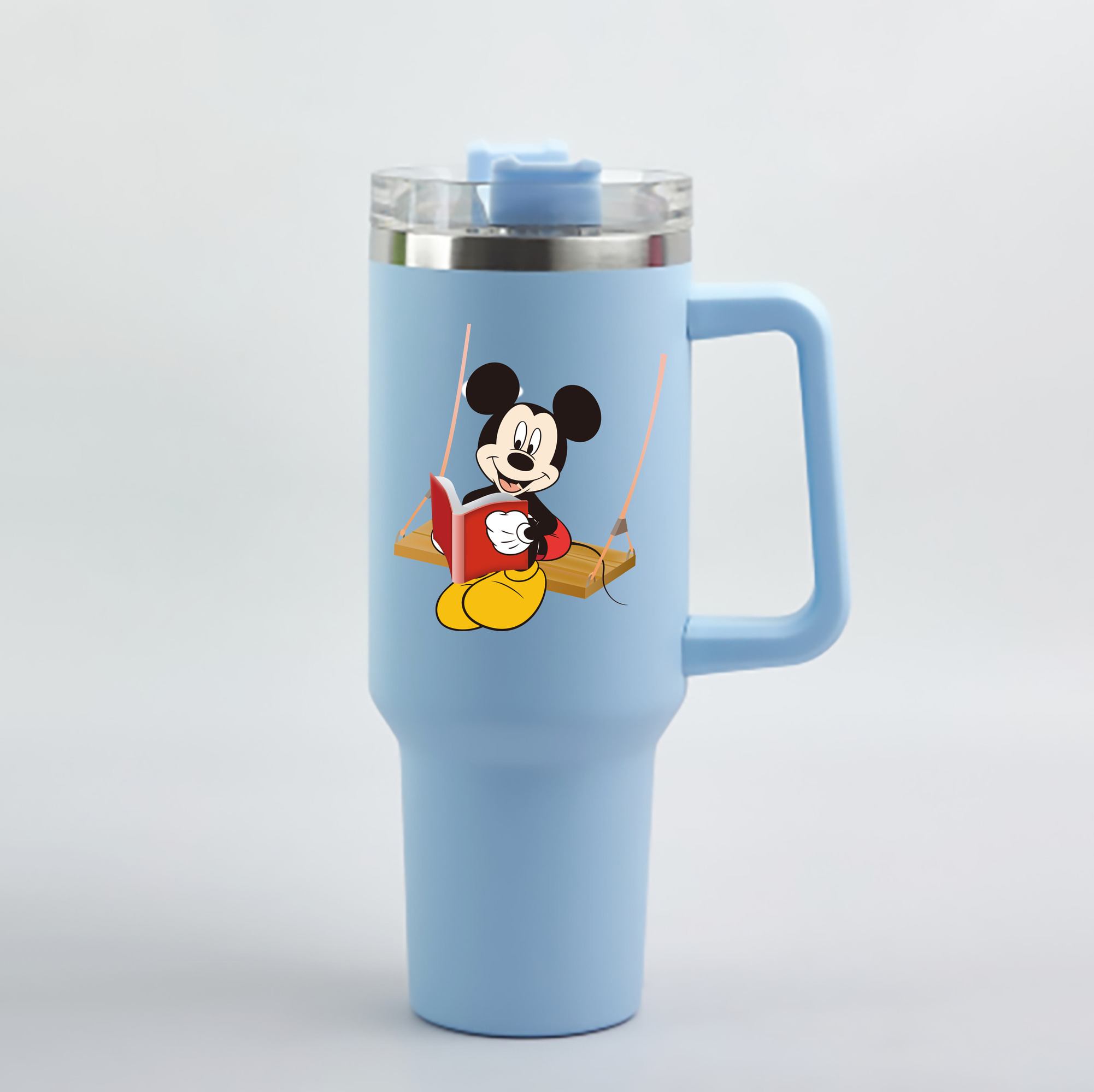 （画像用） ミッキーマウス Mickey Mouse 1200mL車用タンブラー - クリスタルステッカー（プラスチックストロー付き）