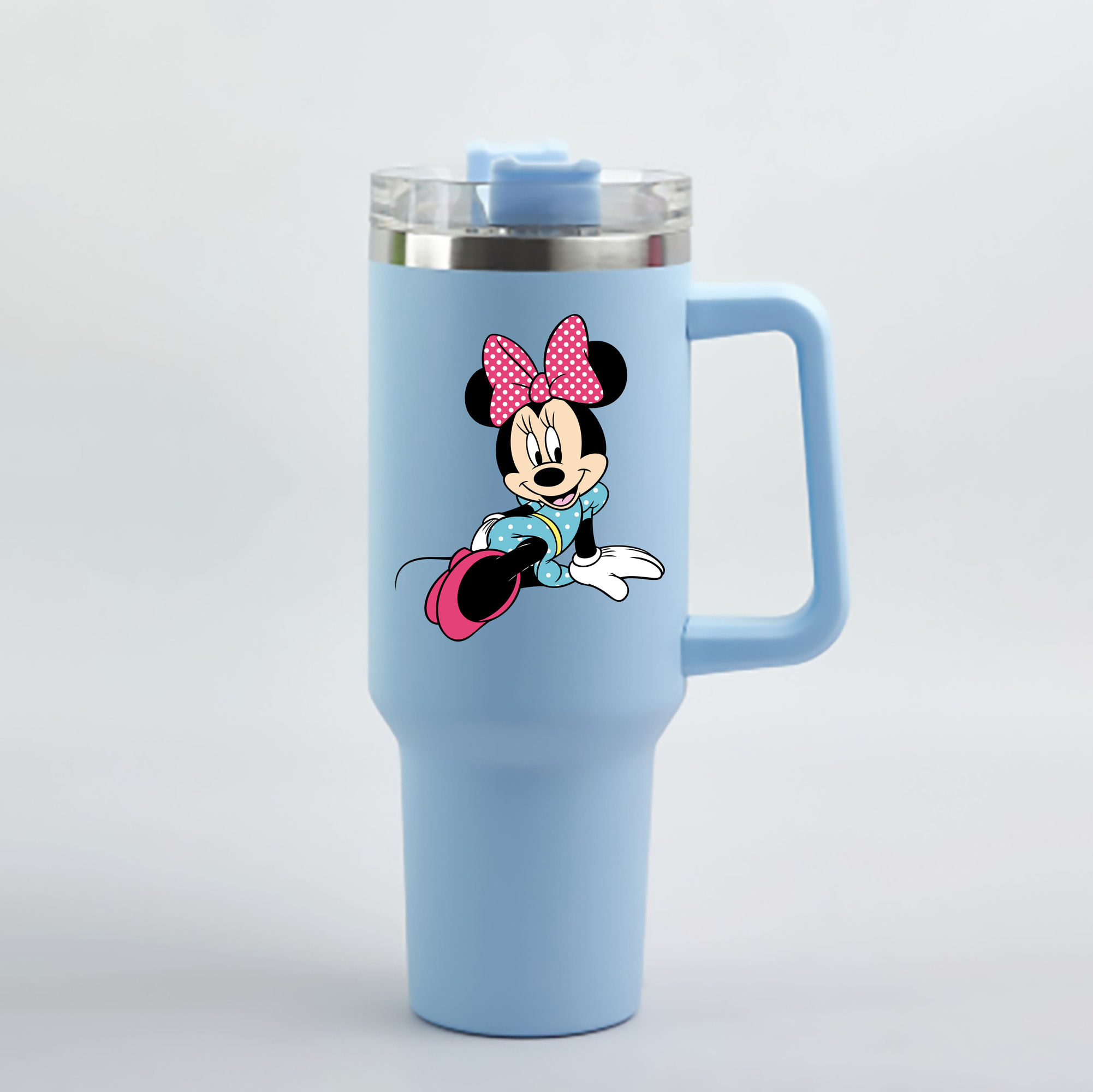 （画像用） ミッキーマウス Mickey Mouse 1200mL車用タンブラー - クリスタルステッカー（プラスチックストロー付き）