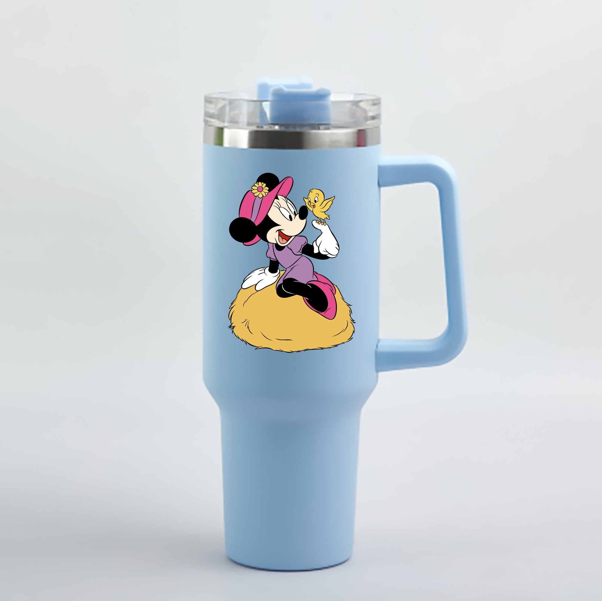 （画像用） ミッキーマウス Mickey Mouse 1200mL車用タンブラー - クリスタルステッカー（プラスチックストロー付き）