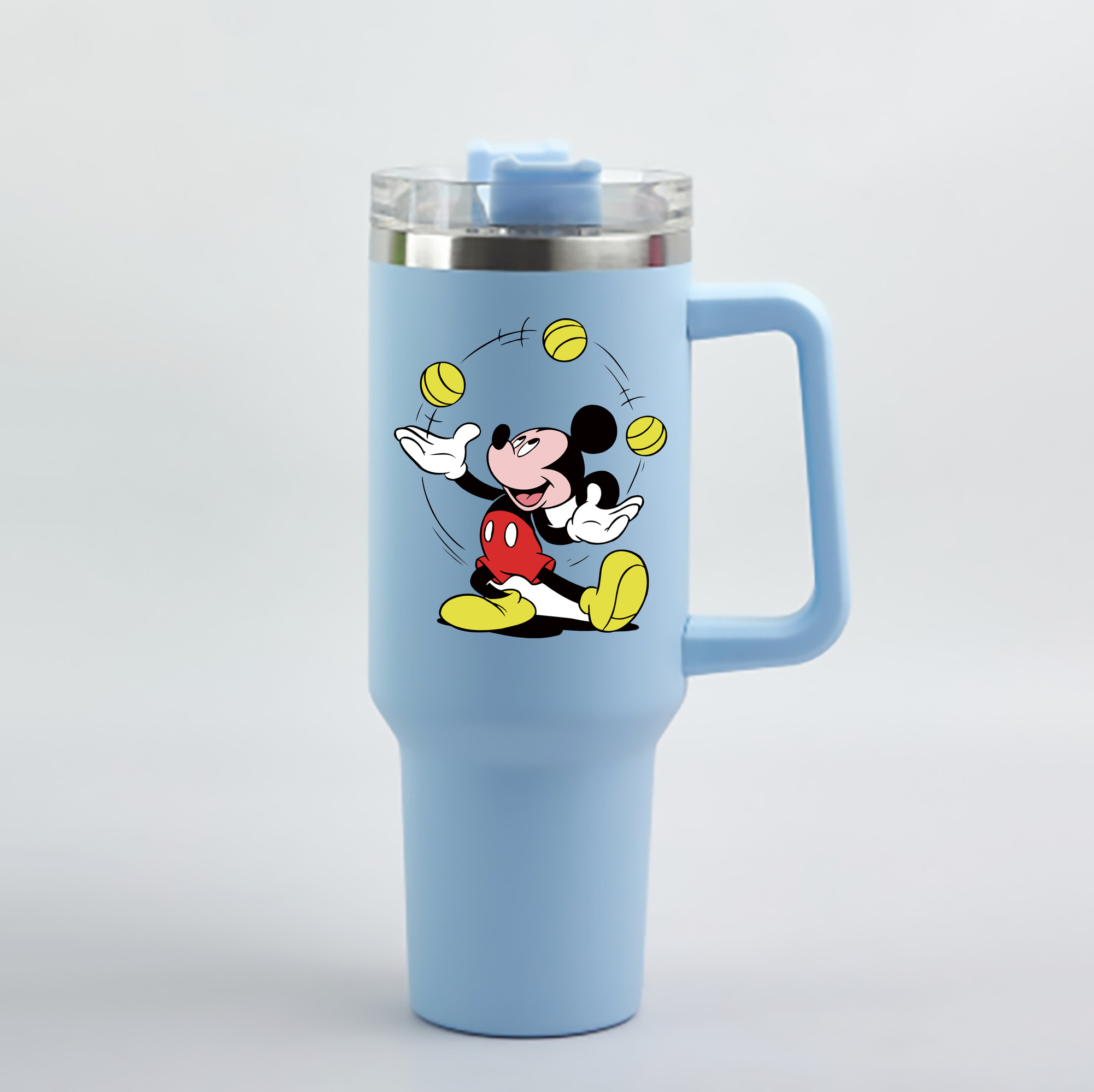 （画像用） ミッキーマウス Mickey Mouse 1200mL車用タンブラー - クリスタルステッカー（プラスチックストロー付き）