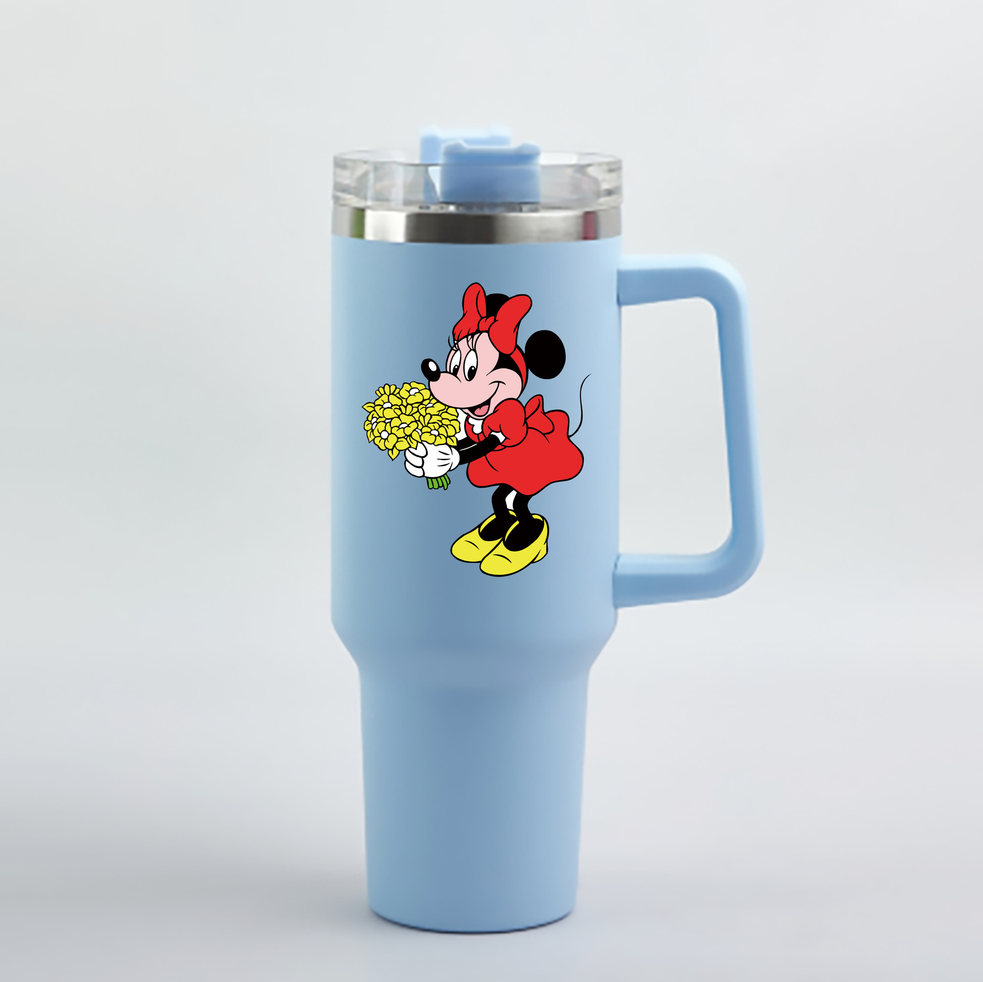 （画像用） ミッキーマウス Mickey Mouse 1200mL車用タンブラー - クリスタルステッカー（プラスチックストロー付き）