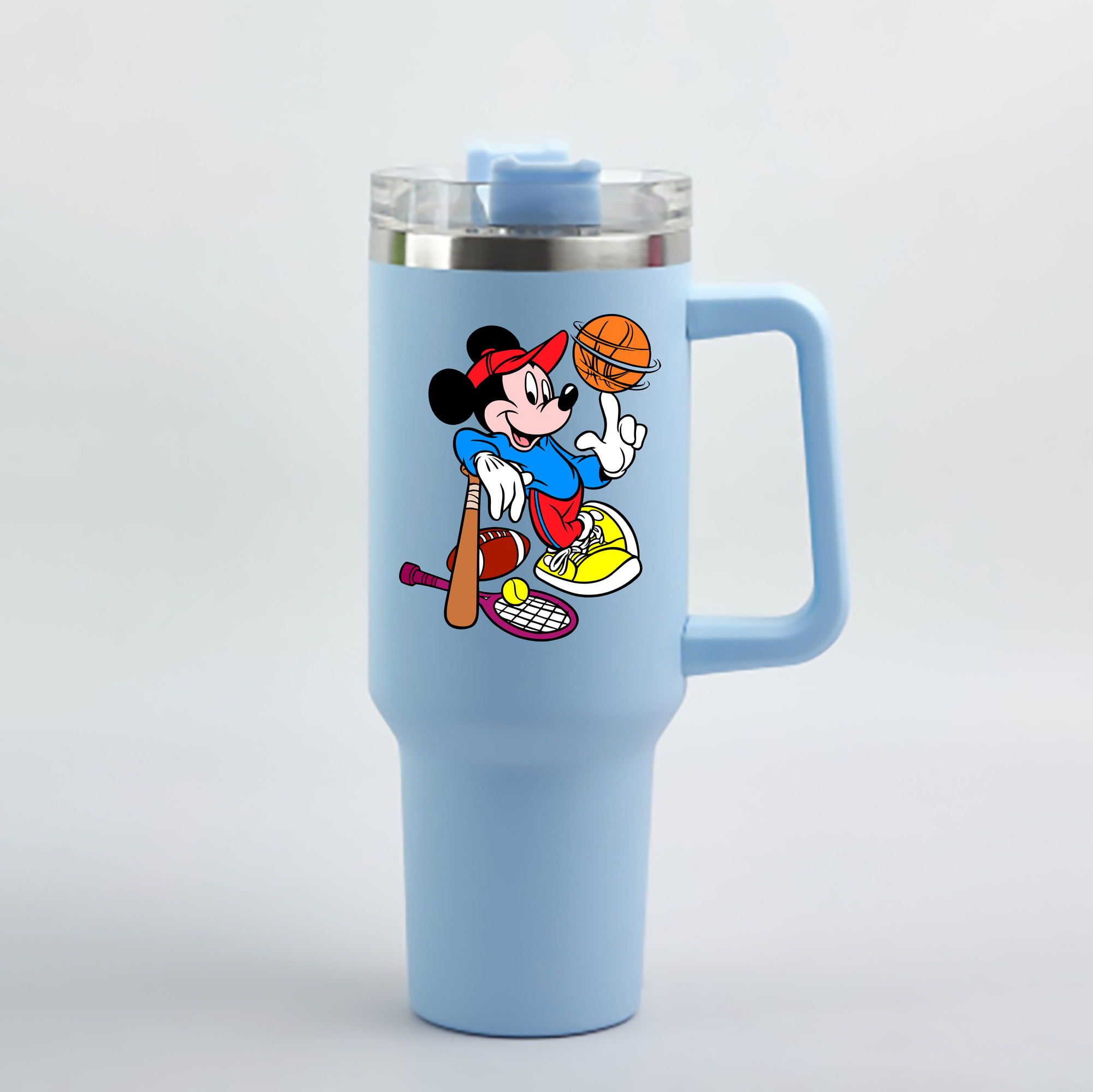 （画像用） ミッキーマウス Mickey Mouse 1200mL車用タンブラー - クリスタルステッカー（プラスチックストロー付き）