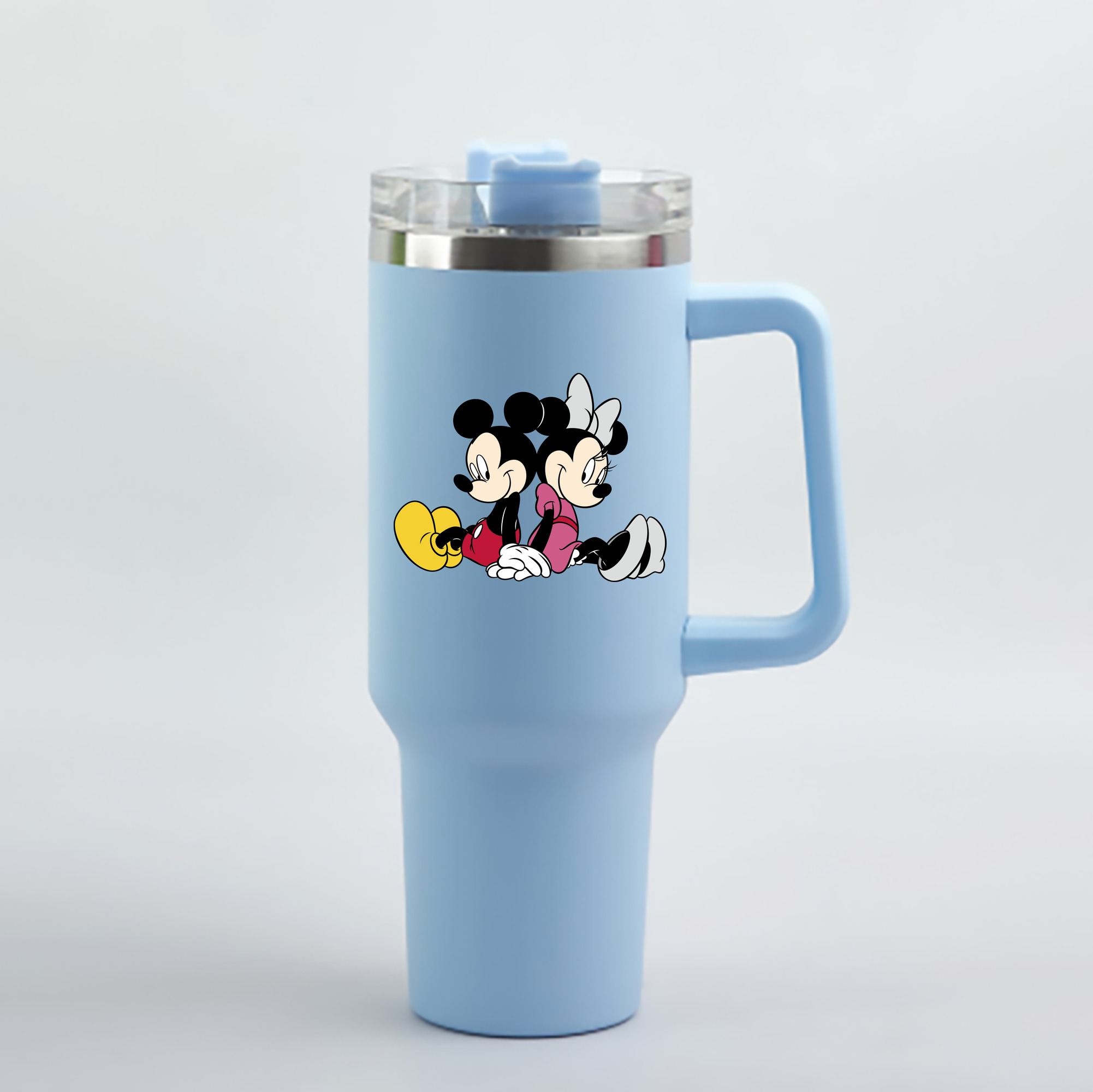 （画像用） ミッキーマウス Mickey Mouse 1200mL車用タンブラー - クリスタルステッカー（プラスチックストロー付き）