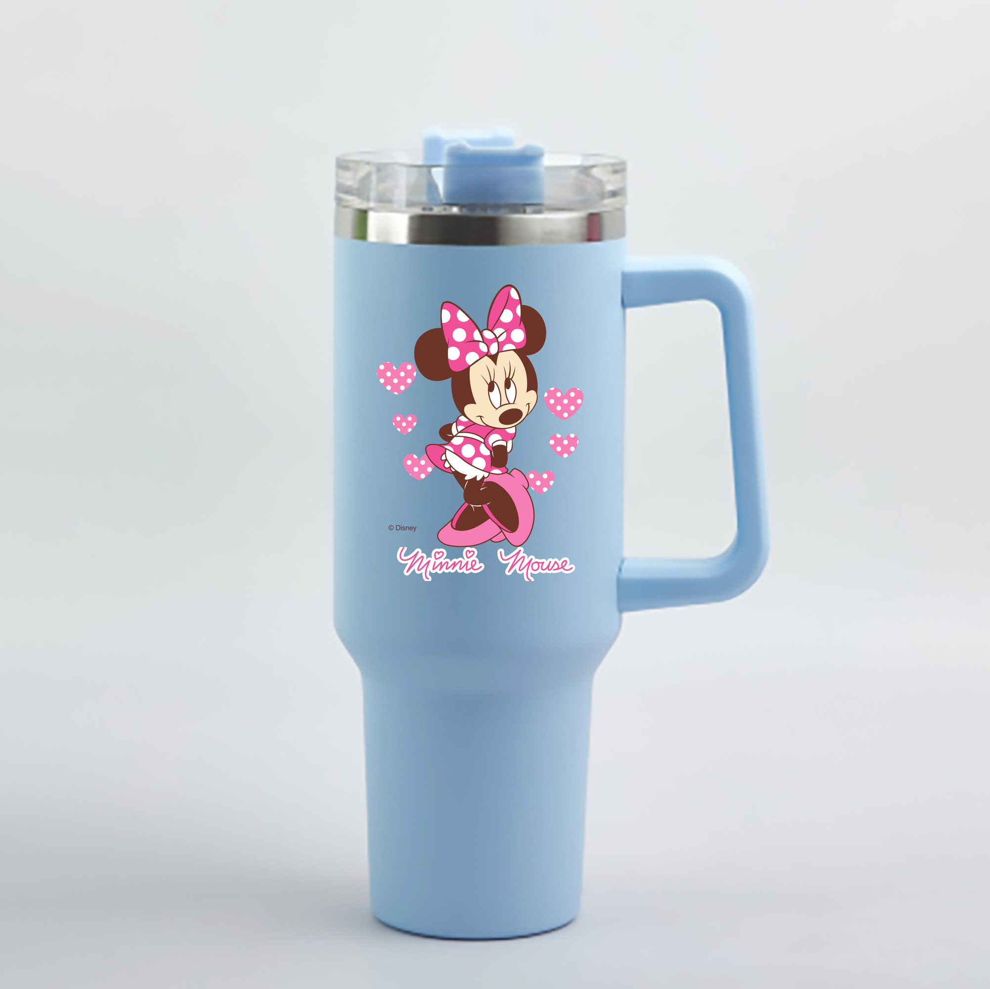（画像用） ミッキーマウス Mickey Mouse 1200mL車用タンブラー - クリスタルステッカー（プラスチックストロー付き）