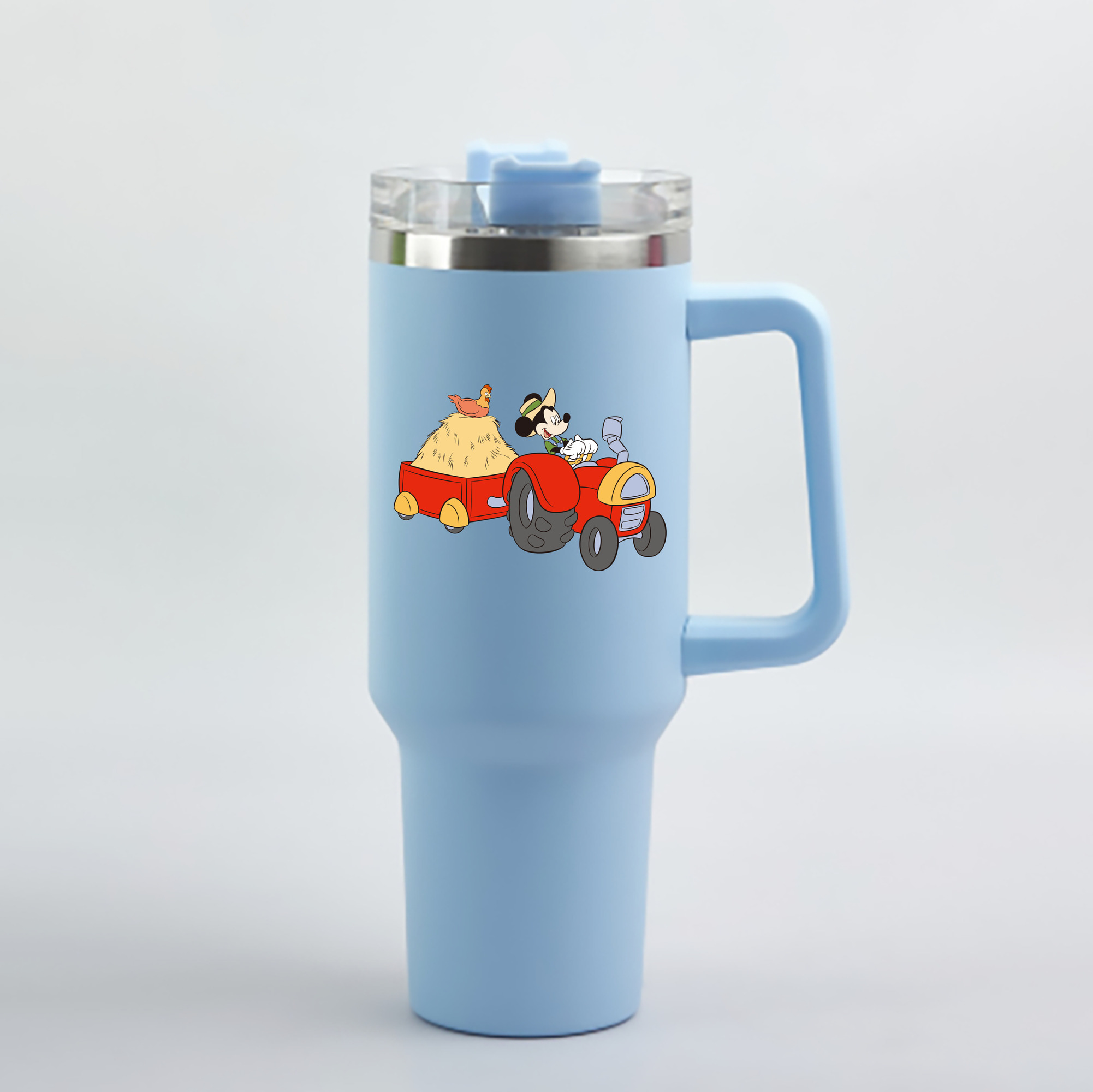 （画像用） ミッキーマウス Mickey Mouse 1200mL車用タンブラー - クリスタルステッカー（プラスチックストロー付き）