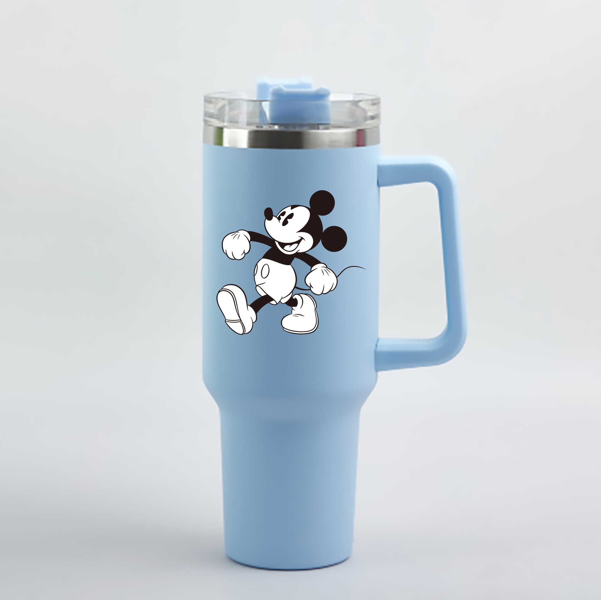 （画像用） ミッキーマウス Mickey Mouse 1200mL車用タンブラー - クリスタルステッカー（プラスチックストロー付き）