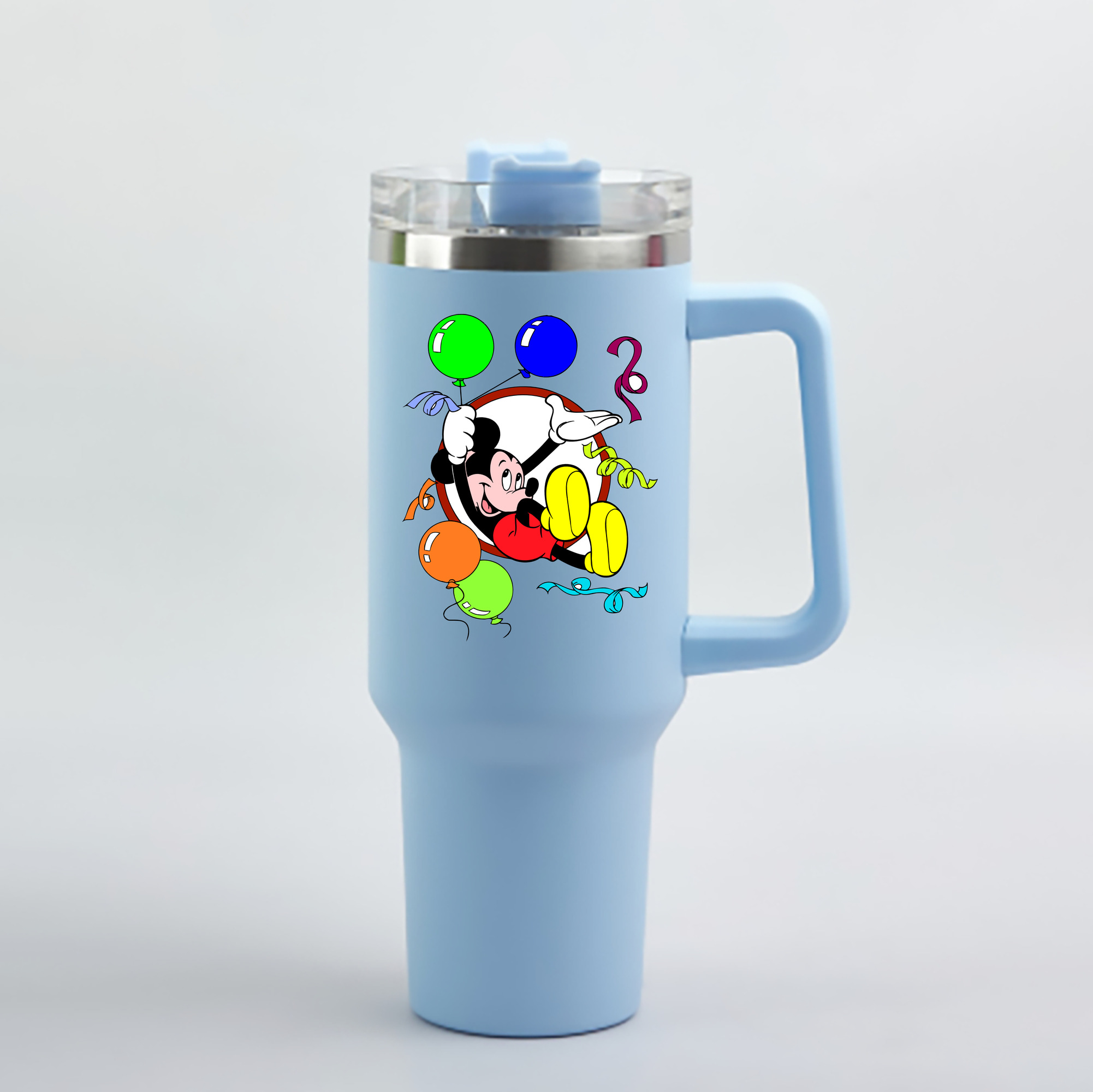 （画像用） ミッキーマウス Mickey Mouse 1200mL車用タンブラー - クリスタルステッカー（プラスチックストロー付き）